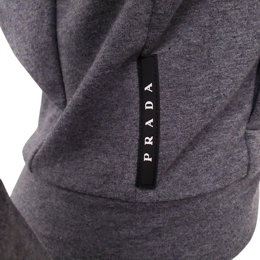 PRADA GREY ZIP-UP SWEATSHIRT - SIZE S