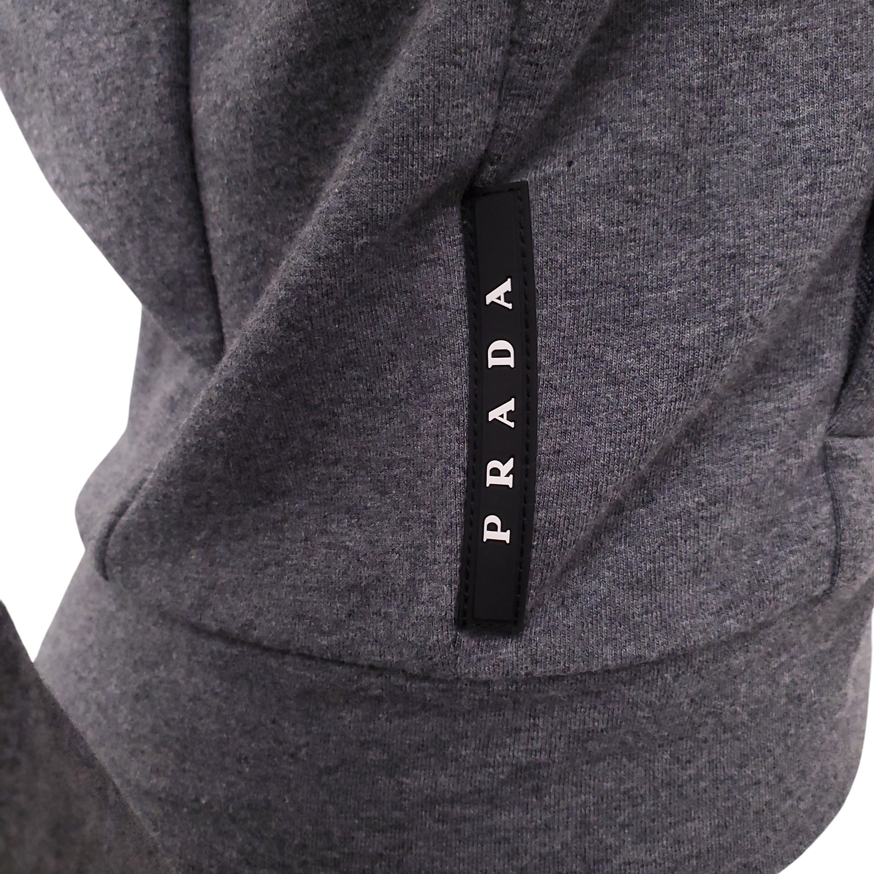 PRADA GREY ZIP-UP SWEATSHIRT - SIZE S