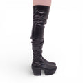 PRADA BLACK LOGO THIGH HIGH BOOTS - SIZE 37.5