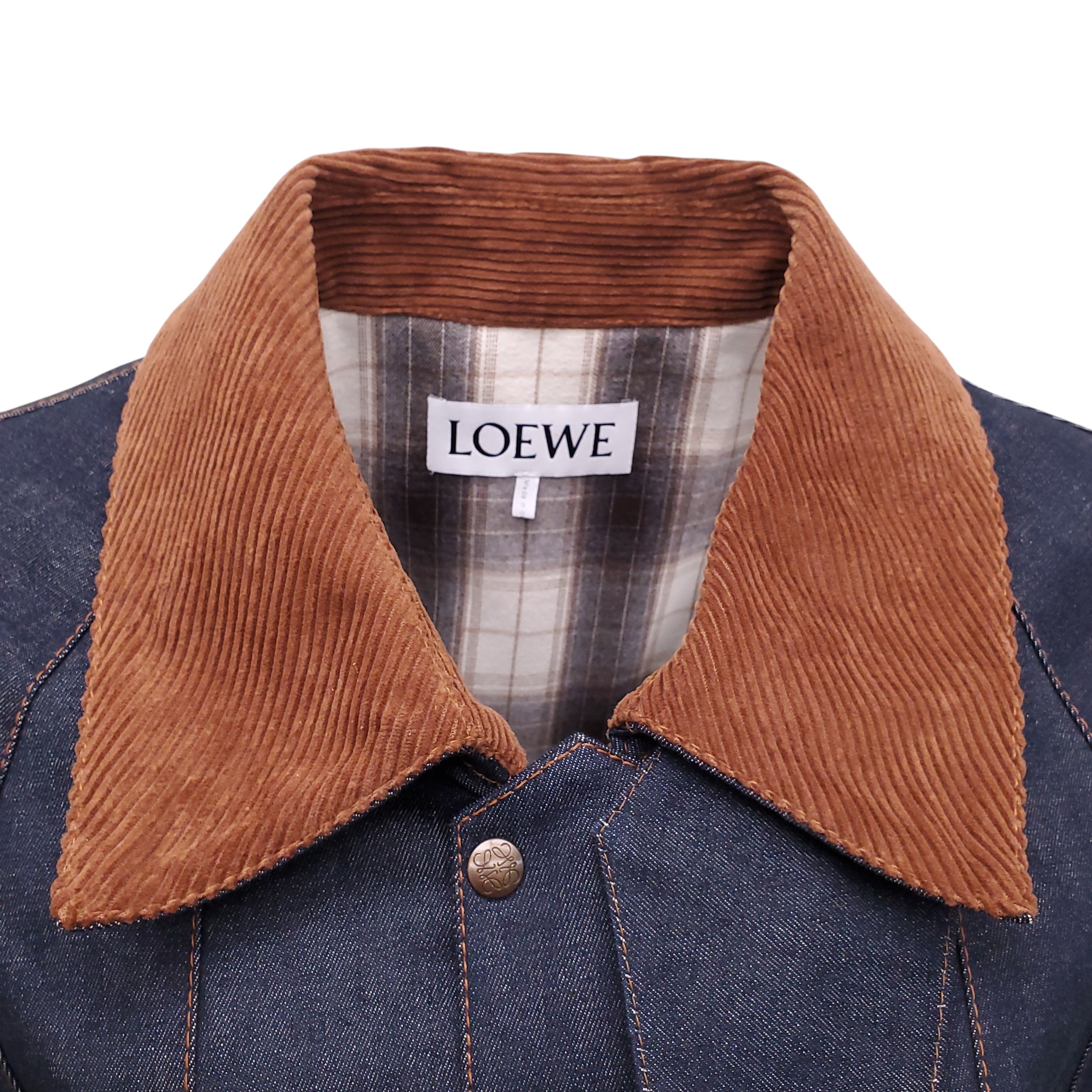 LOEWE DENIM JACKET WITH CORDUROY COLLAR AND LOGO DETAIL - SIZE 42