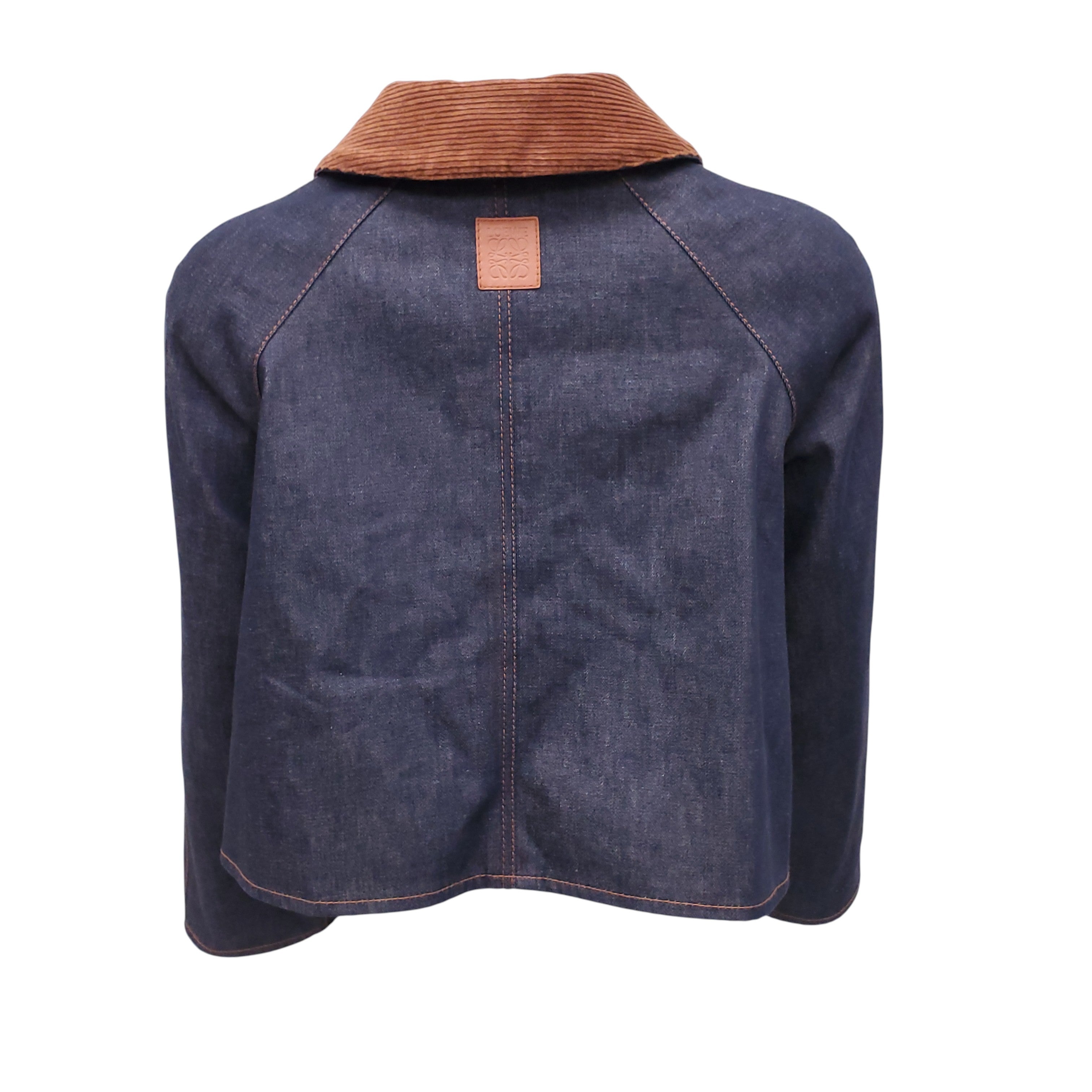 LOEWE DENIM JACKET WITH CORDUROY COLLAR AND LOGO DETAIL - SIZE 42