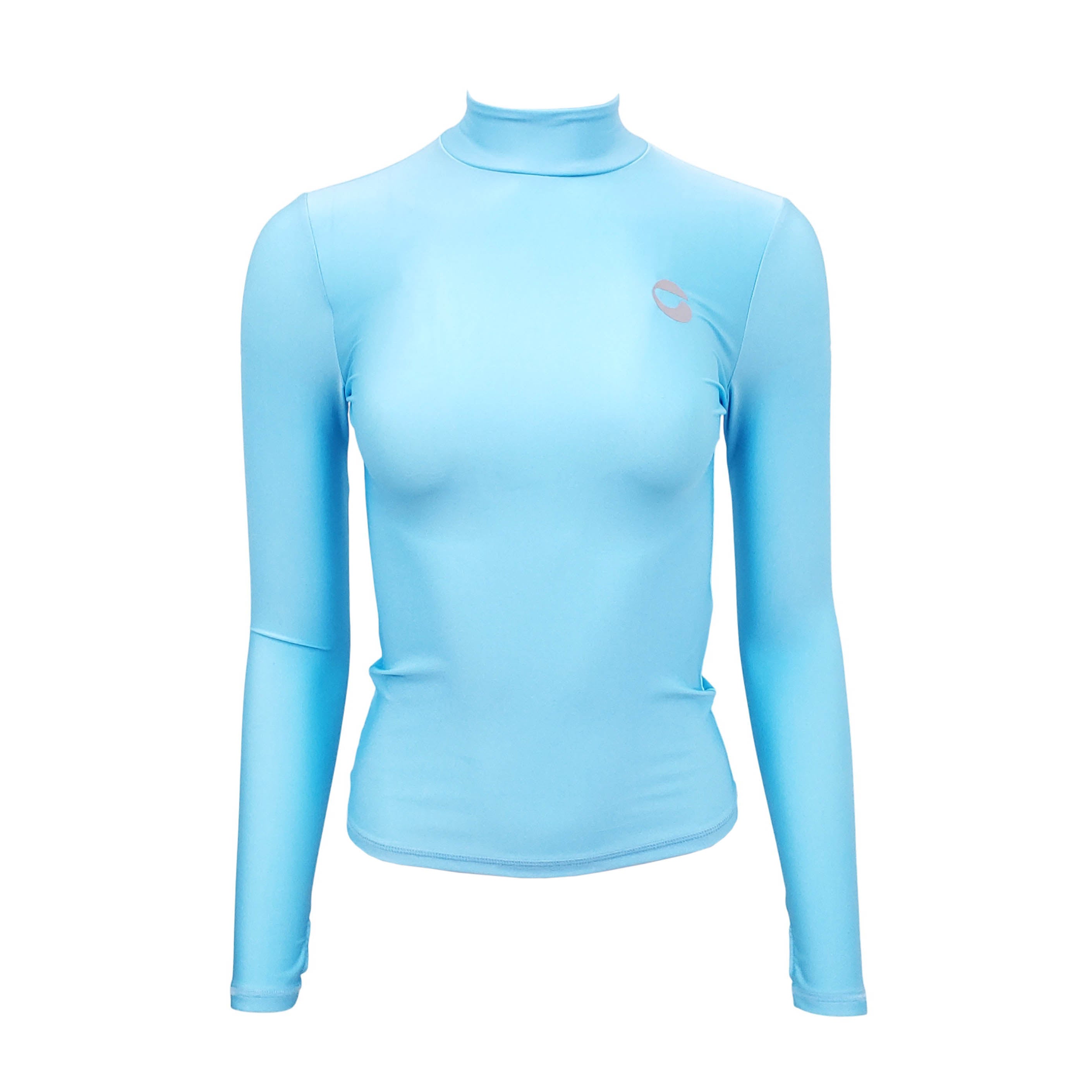 COPERNI BLUE HIGH NECK LONG SLEEVE STRETCH TOP - SIZE XS