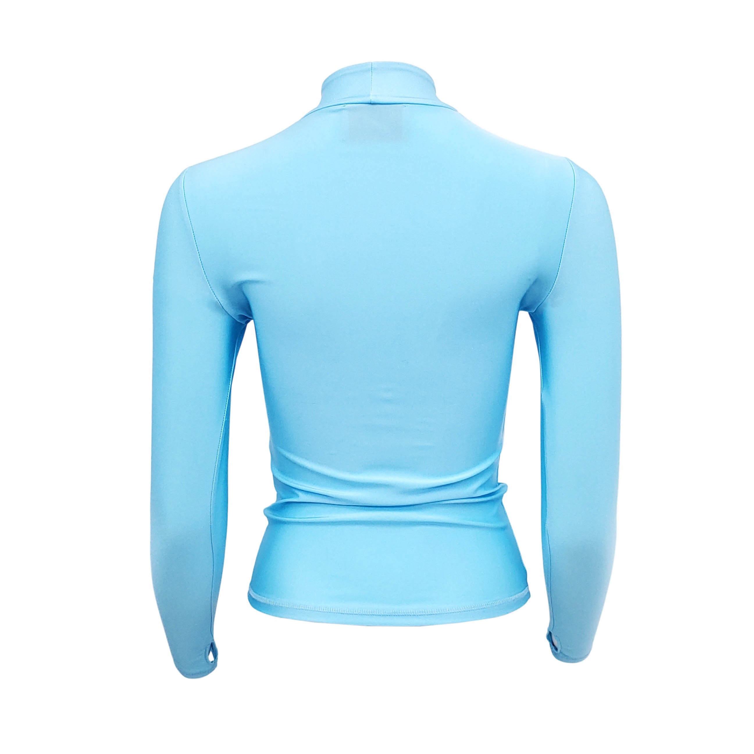 COPERNI BLUE HIGH NECK LONG SLEEVE STRETCH TOP - SIZE XS