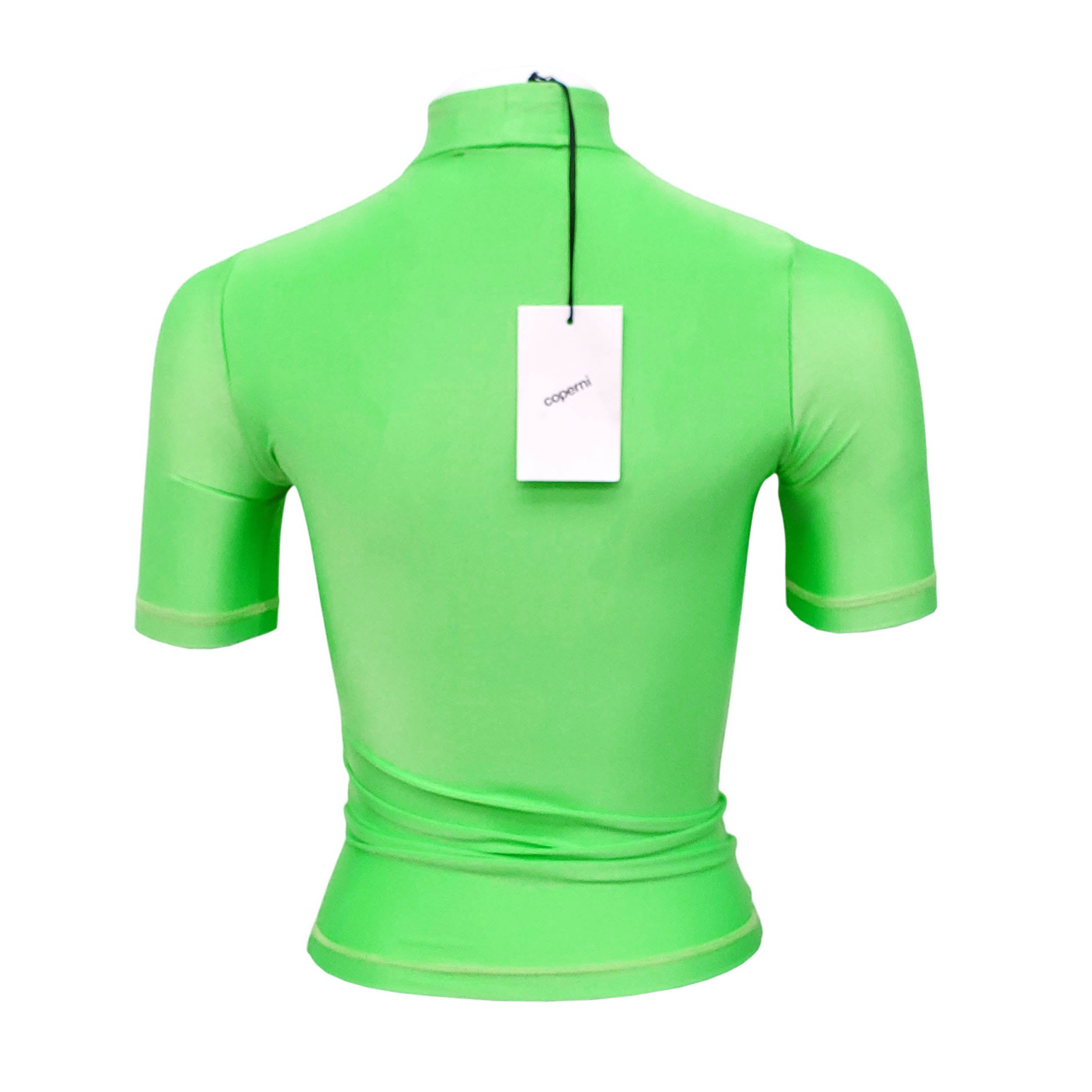 COPERNI GREEN HIGH NECK SHORT SLEEVE STRETCH TOP - SIZE XS