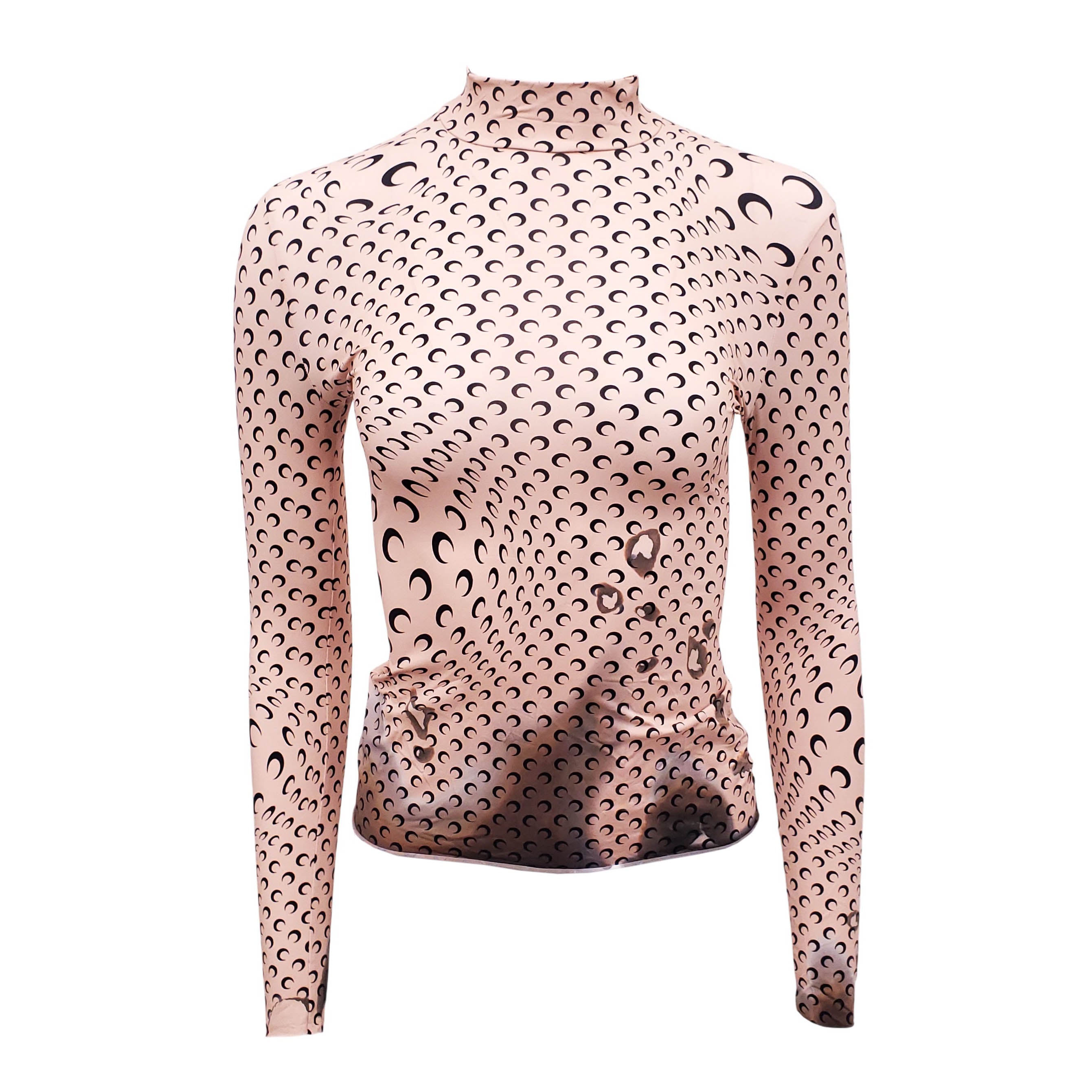 MARINE SERRE MOON LOGO LONG SLEEVE SHIRT WITH SHADOW DETAILS - SIZE S