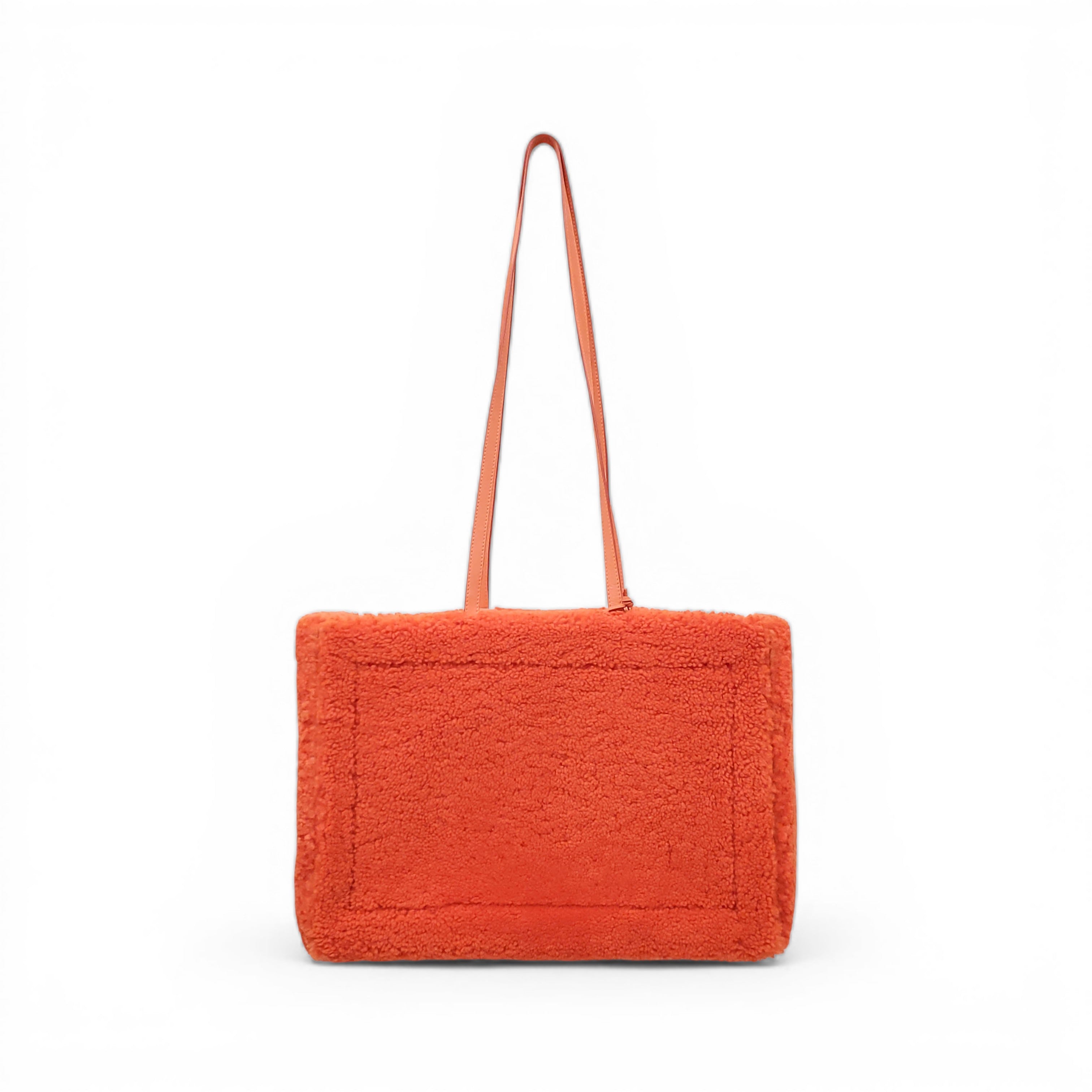 JACQUEMUS ORANGE SHEARLING TOTE