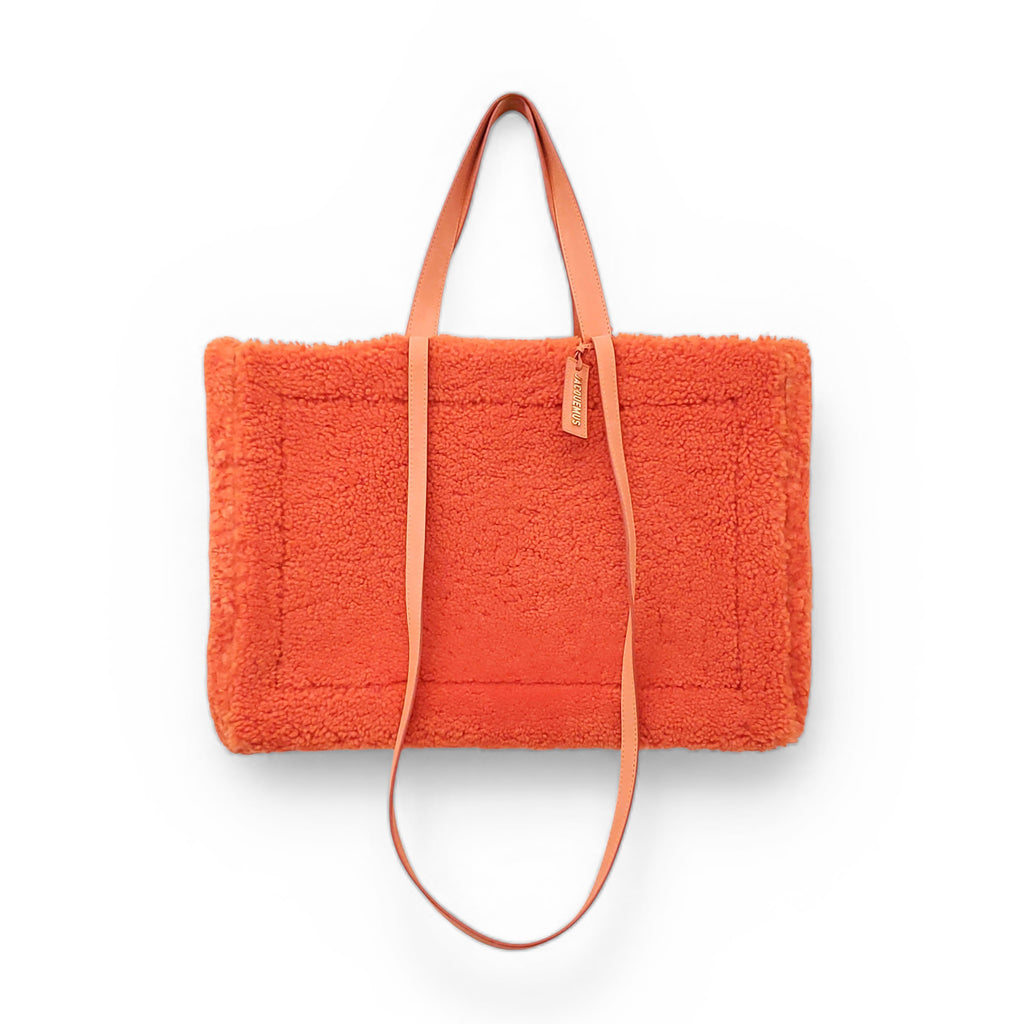 JACQUEMUS ORANGE SHEARLING TOTE