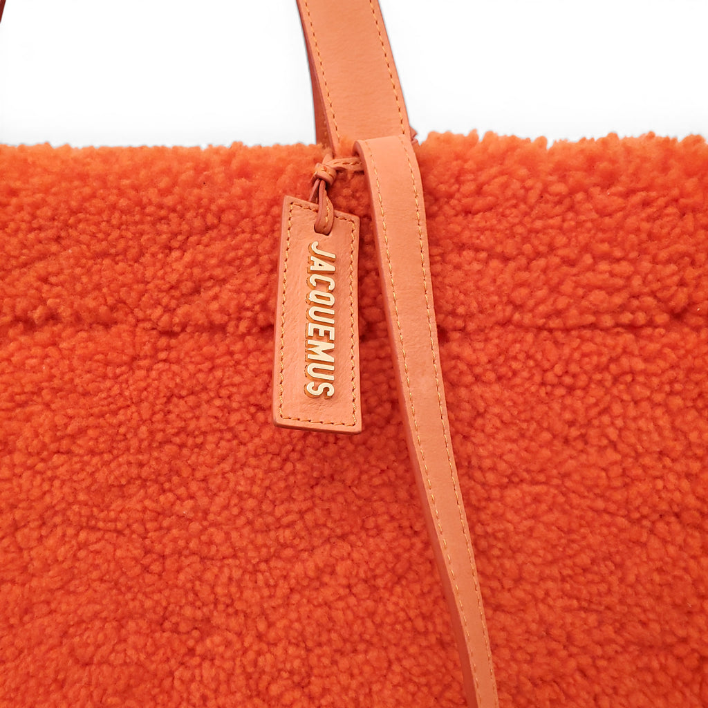 JACQUEMUS ORANGE SHEARLING TOTE