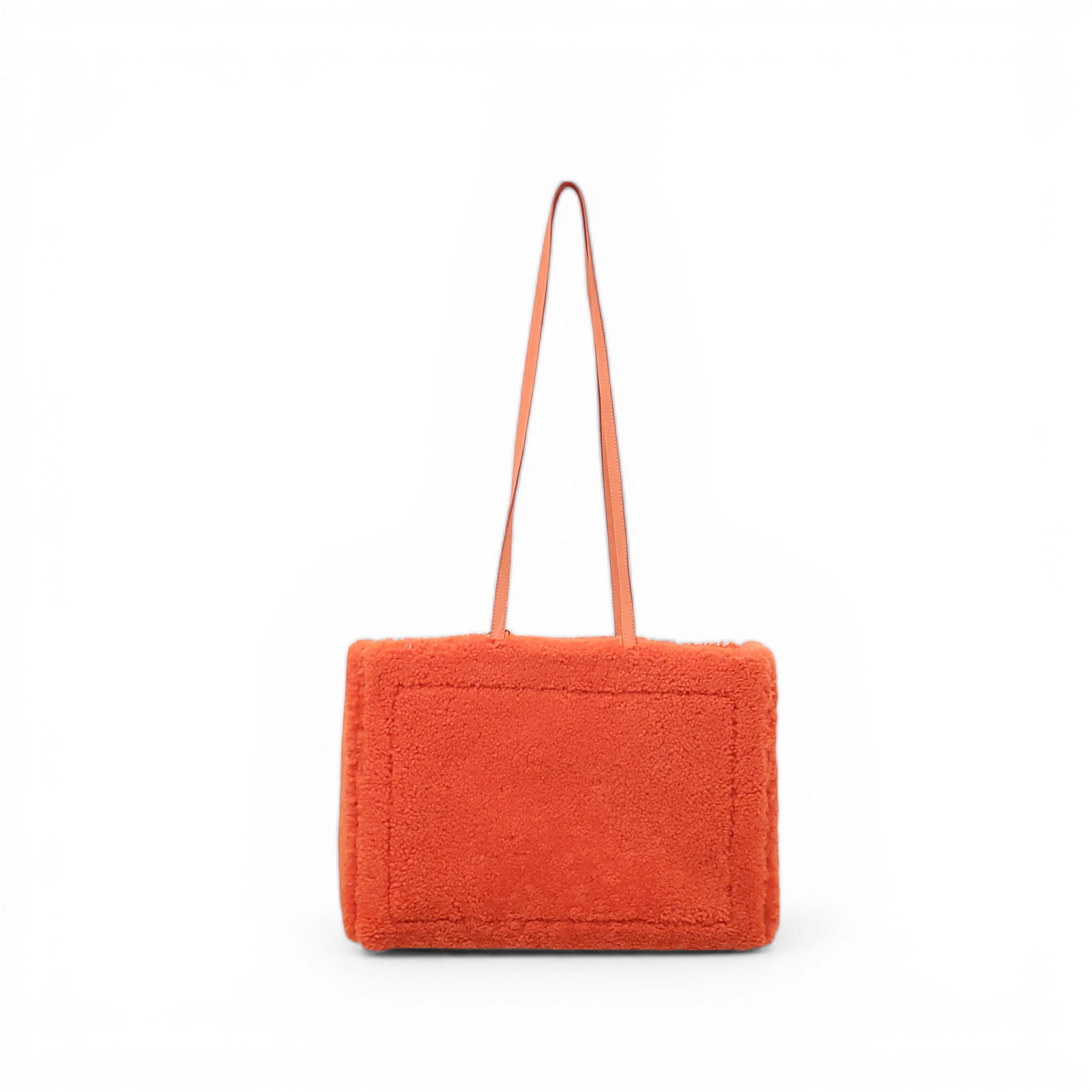 JACQUEMUS ORANGE SHEARLING TOTE