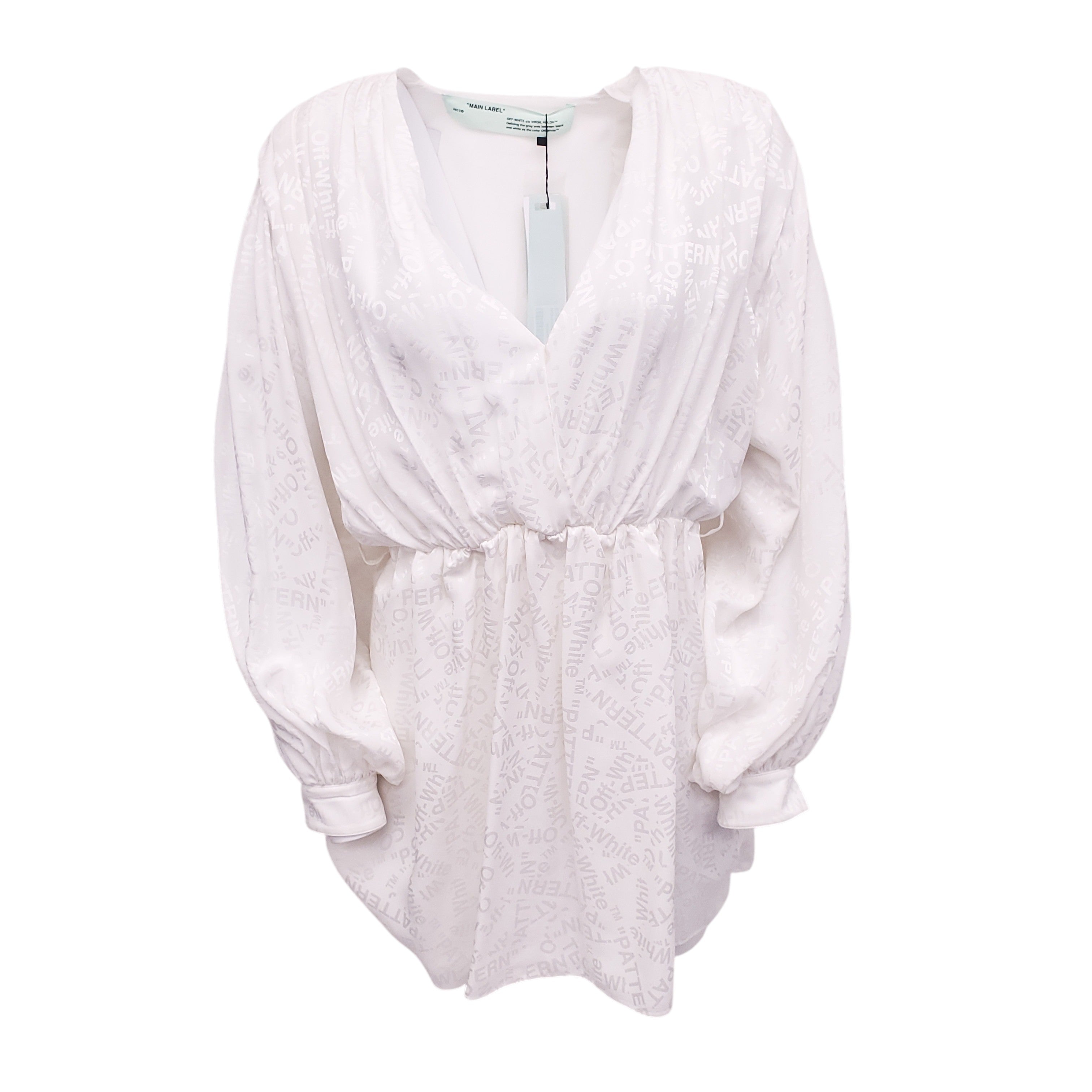 OFF-WHITE RUNWAY LOGO PATTERNED DRESS - SIZE 38