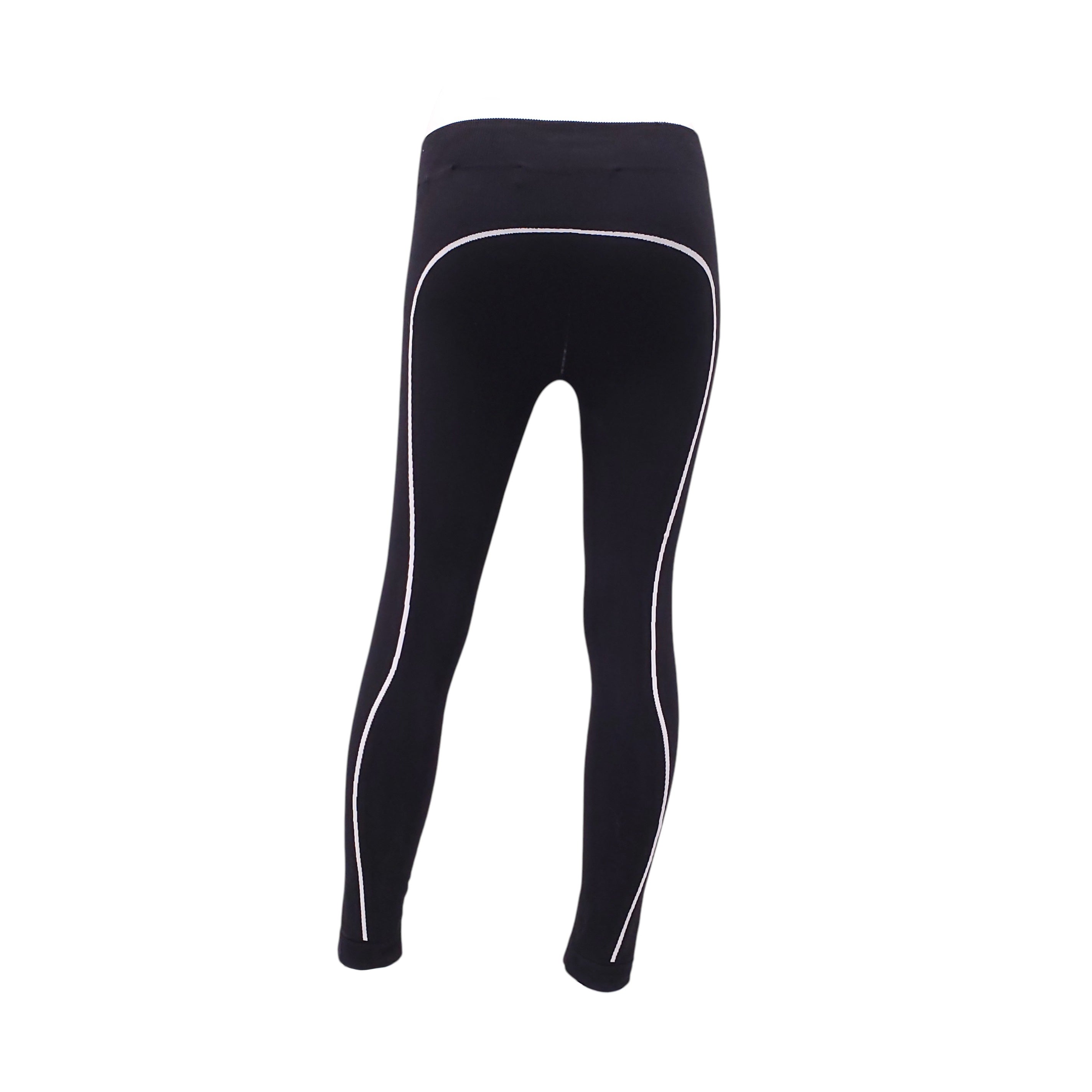 OFF-WHITE BLACK LOGO LEGGINGS WITH WHITE STRIPE DETAIL - SIZE S