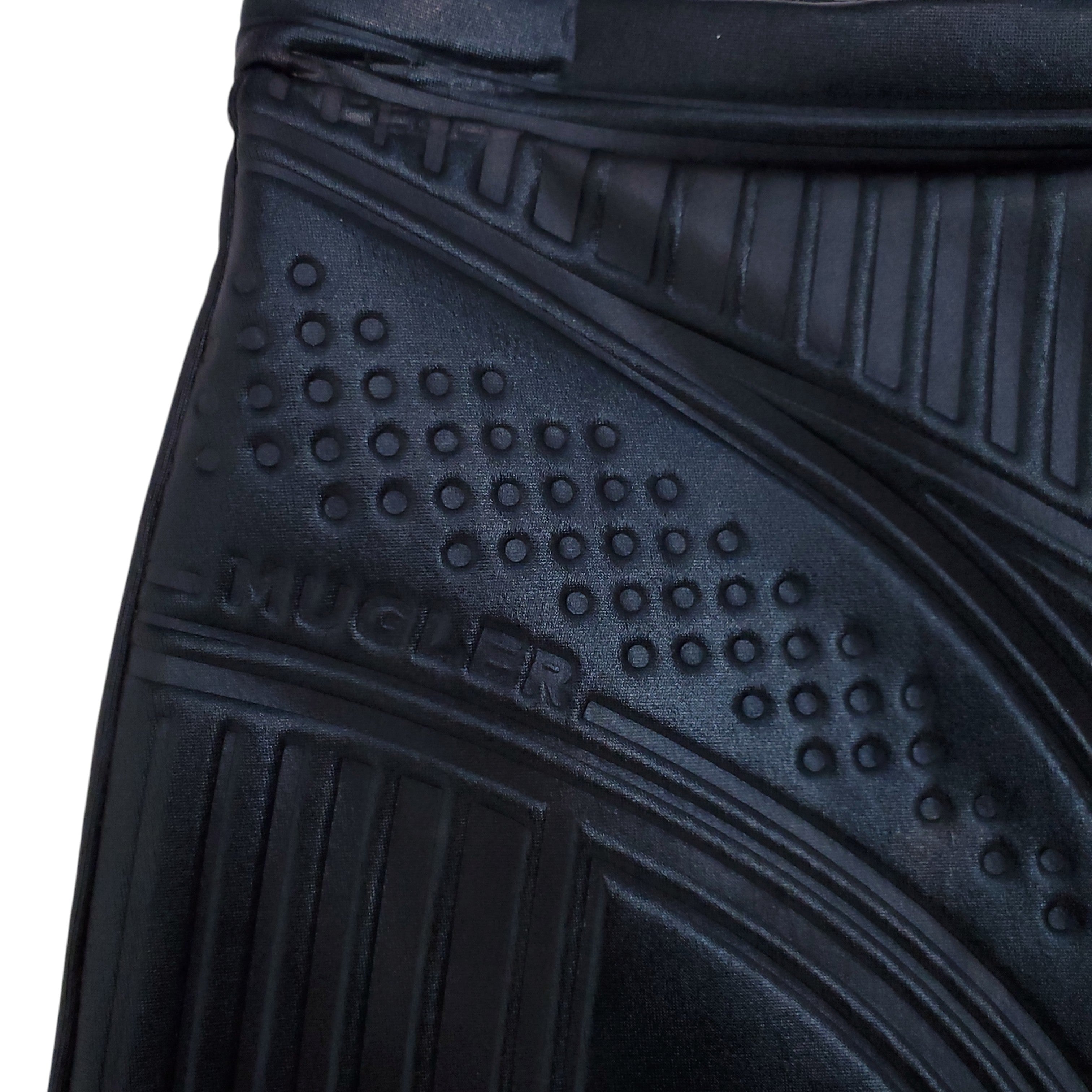 MUGLER BLACK COATED LEGGINGS - SIZE 36