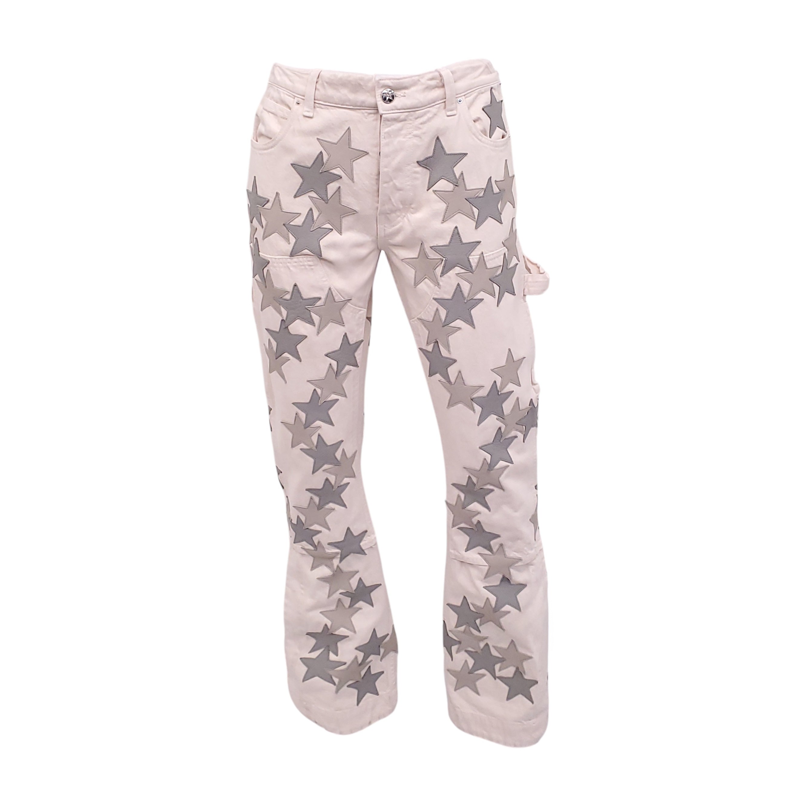 AMIRI WHITE JEANS WITH STAR PATCHES - SIZE 29