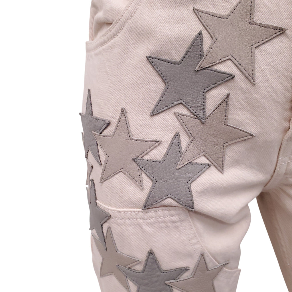 AMIRI WHITE JEANS WITH STAR PATCHES - SIZE 29