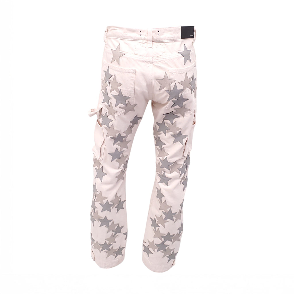 AMIRI WHITE JEANS WITH STAR PATCHES - SIZE 29