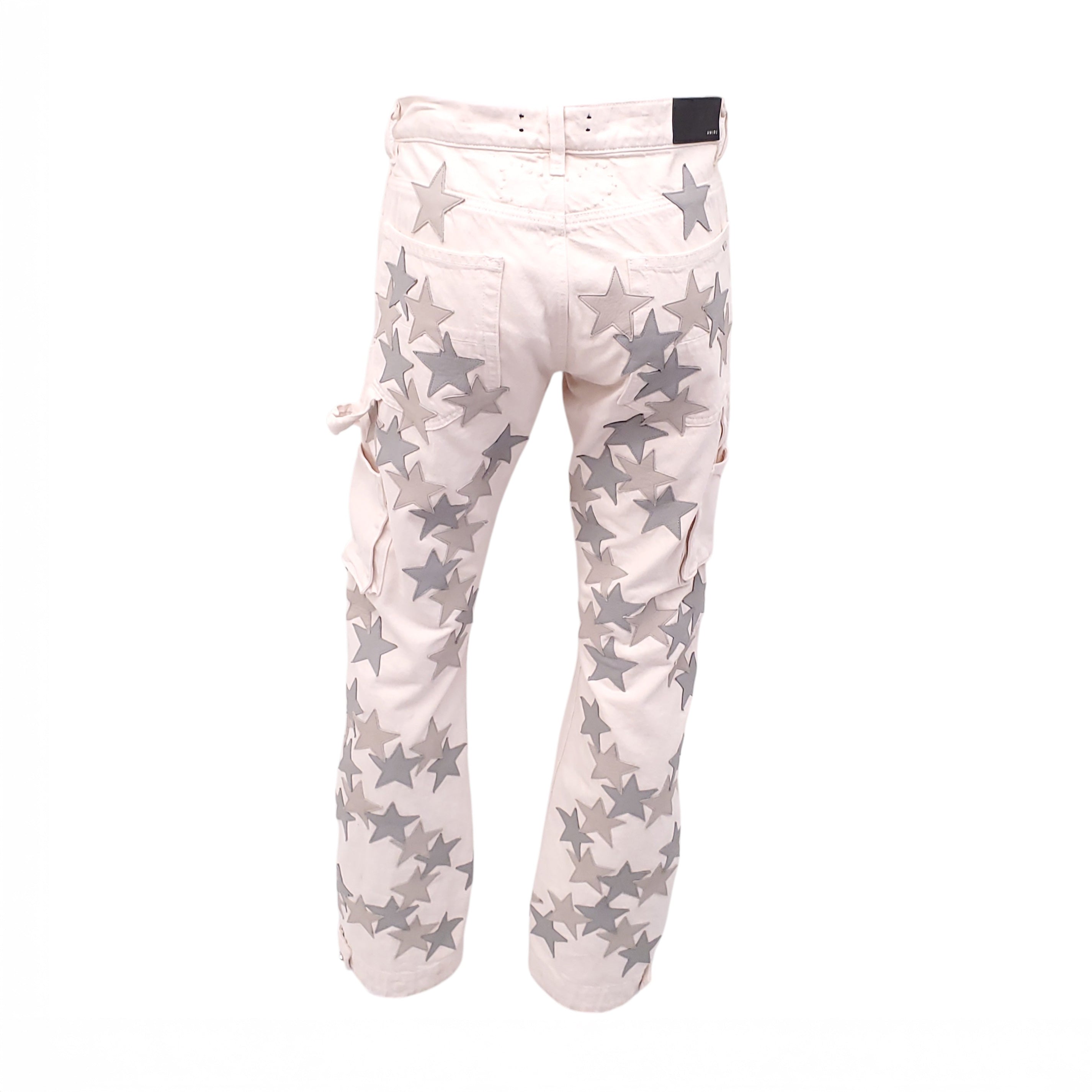 AMIRI WHITE JEANS WITH STAR PATCHES - SIZE 29