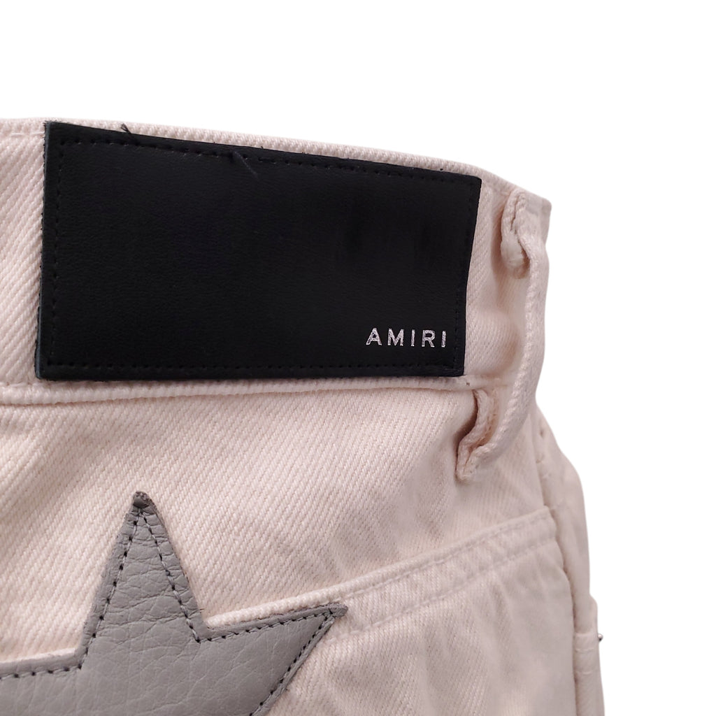 AMIRI WHITE JEANS WITH STAR PATCHES - SIZE 29