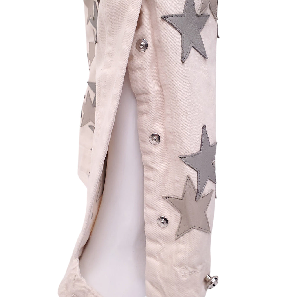 AMIRI WHITE JEANS WITH STAR PATCHES - SIZE 29