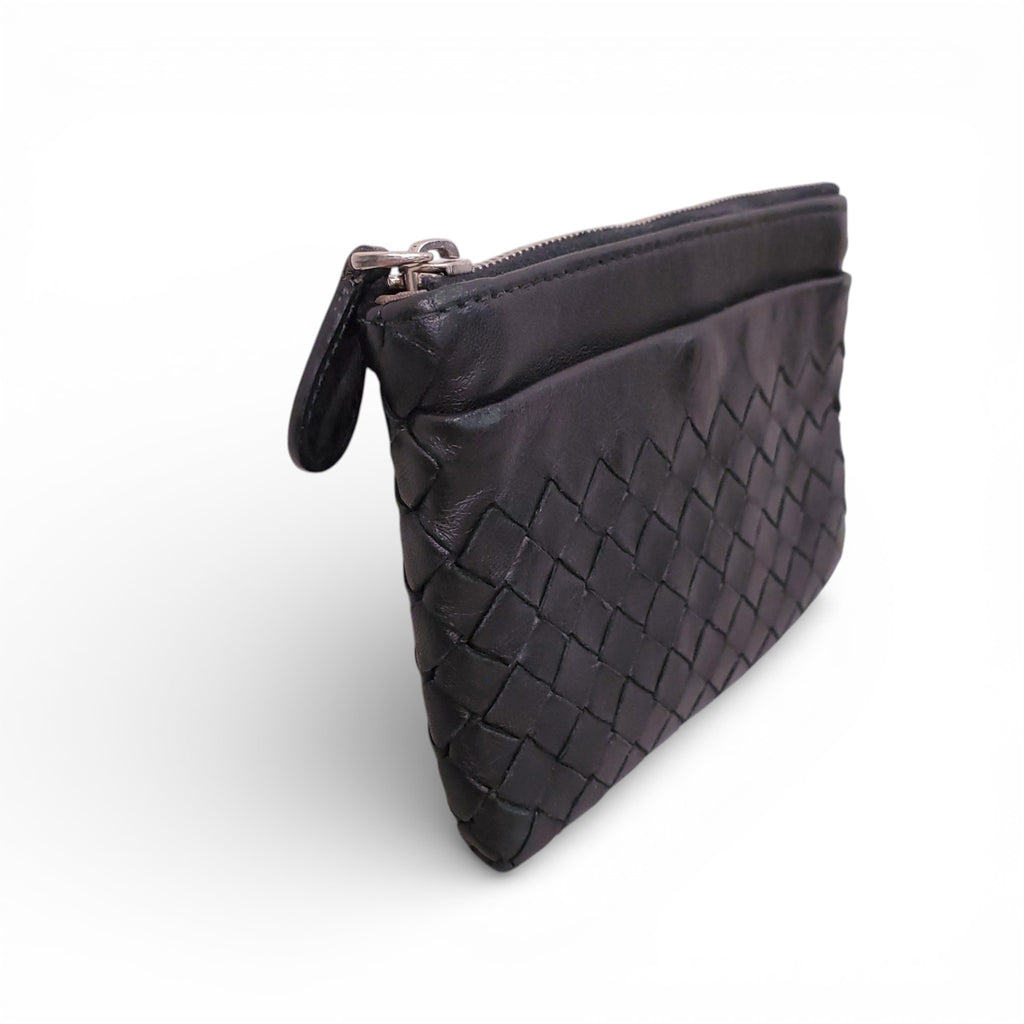 BOTTEGA VENETA BLACK INTRECCIATO CARD CASE