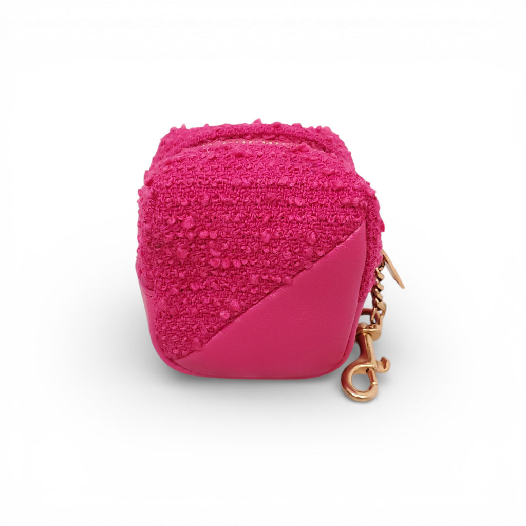 SAINT LAURENT PINK TWEED CUBE KEYRING