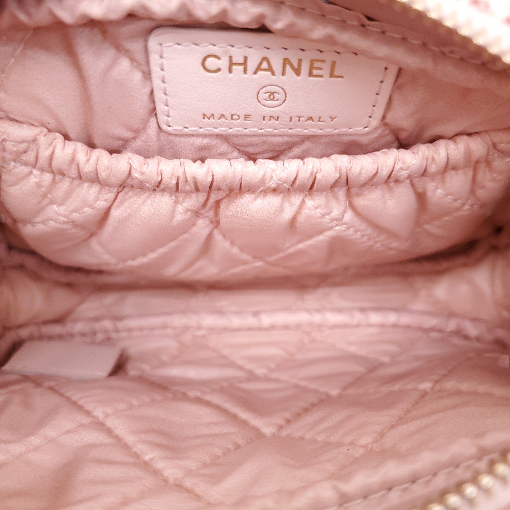 CHANEL PINK TWEED DEAUVILLE COSMETIC POUCH