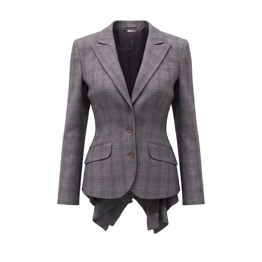 ALEXANDER MCQUEEN GREY PLAID 3-PIECES SKIRT SUIT - SIZE 44