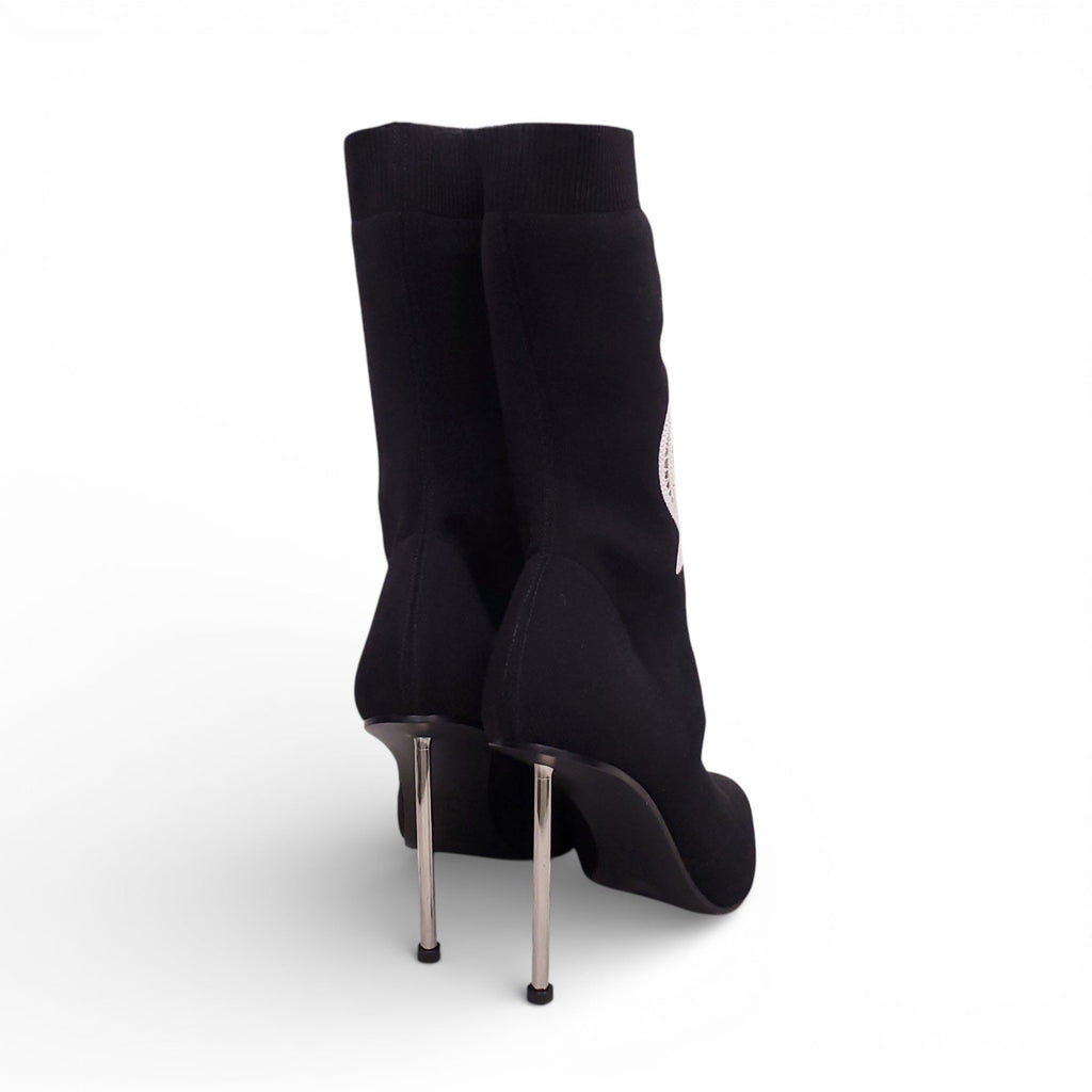 ALEXANDER MCQUEEN SOCK BOOTIES WITH LACE BROCADE DETAIL - SIZE 39