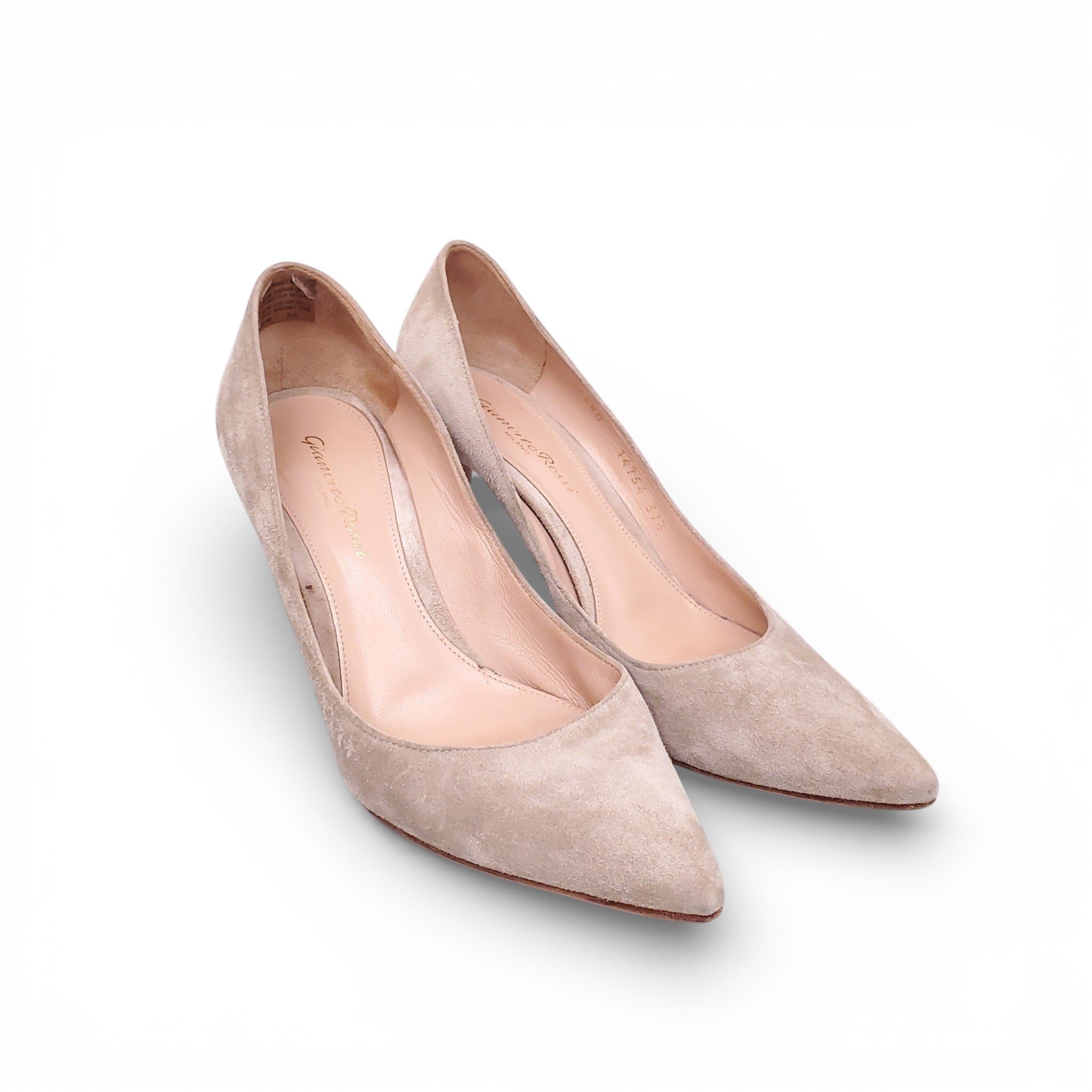 GIANVITO ROSSI NUDE SUEDE PUMPS - SIZE 37.5