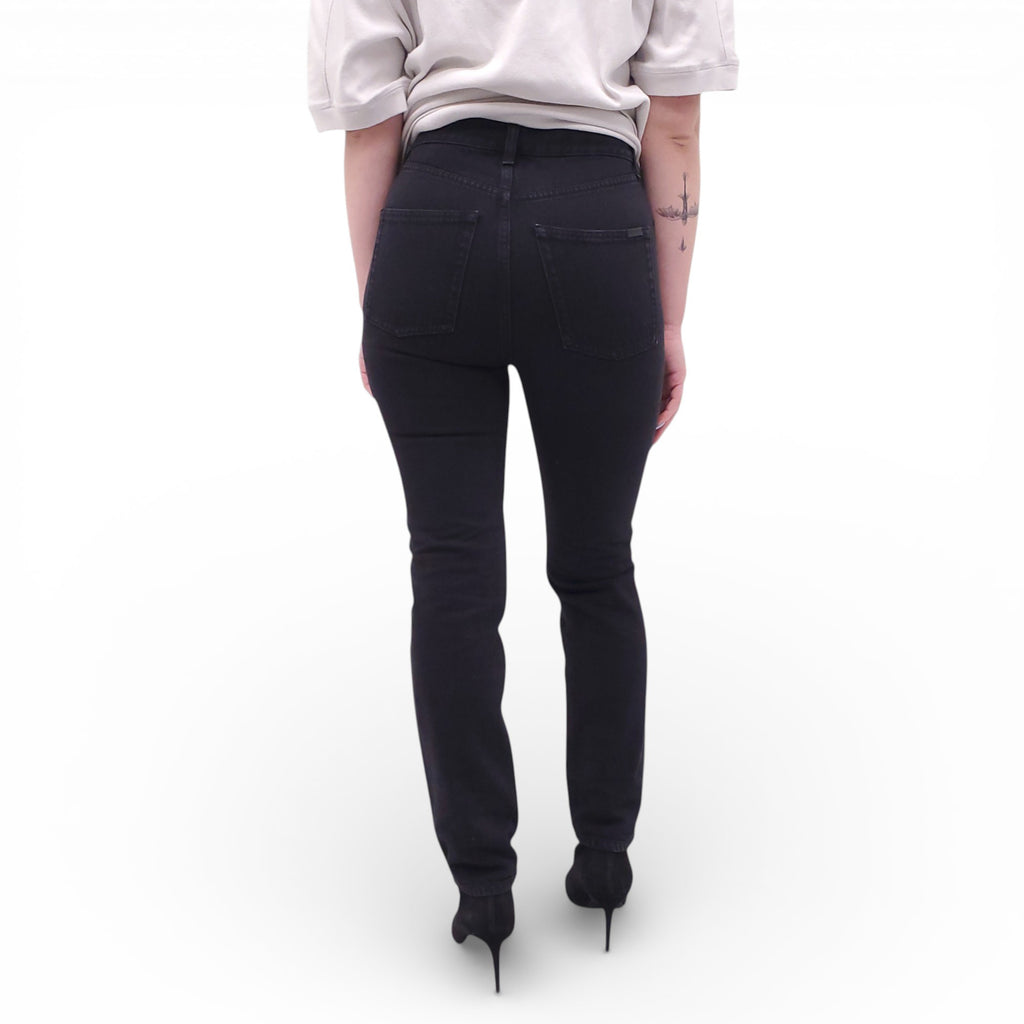 SAINT LAURENT BLACK HIGH-WAISTED DENIM JEANS - SIZE 26