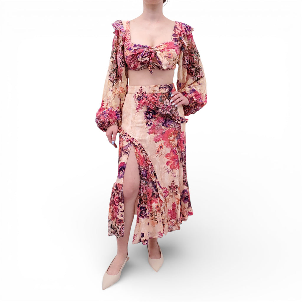 HEMANT & NANDITA FLORAL PRINT SKIRT SET - SIZE M