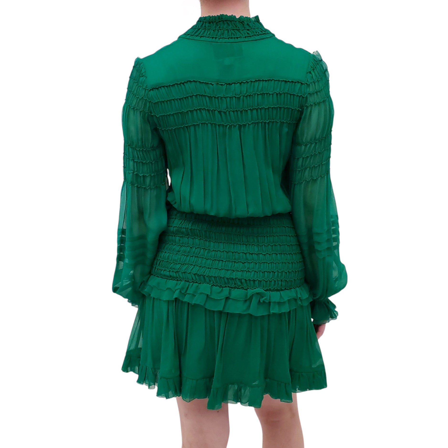 ALEXIS GREEN RUCHED DRESS - SIZE S