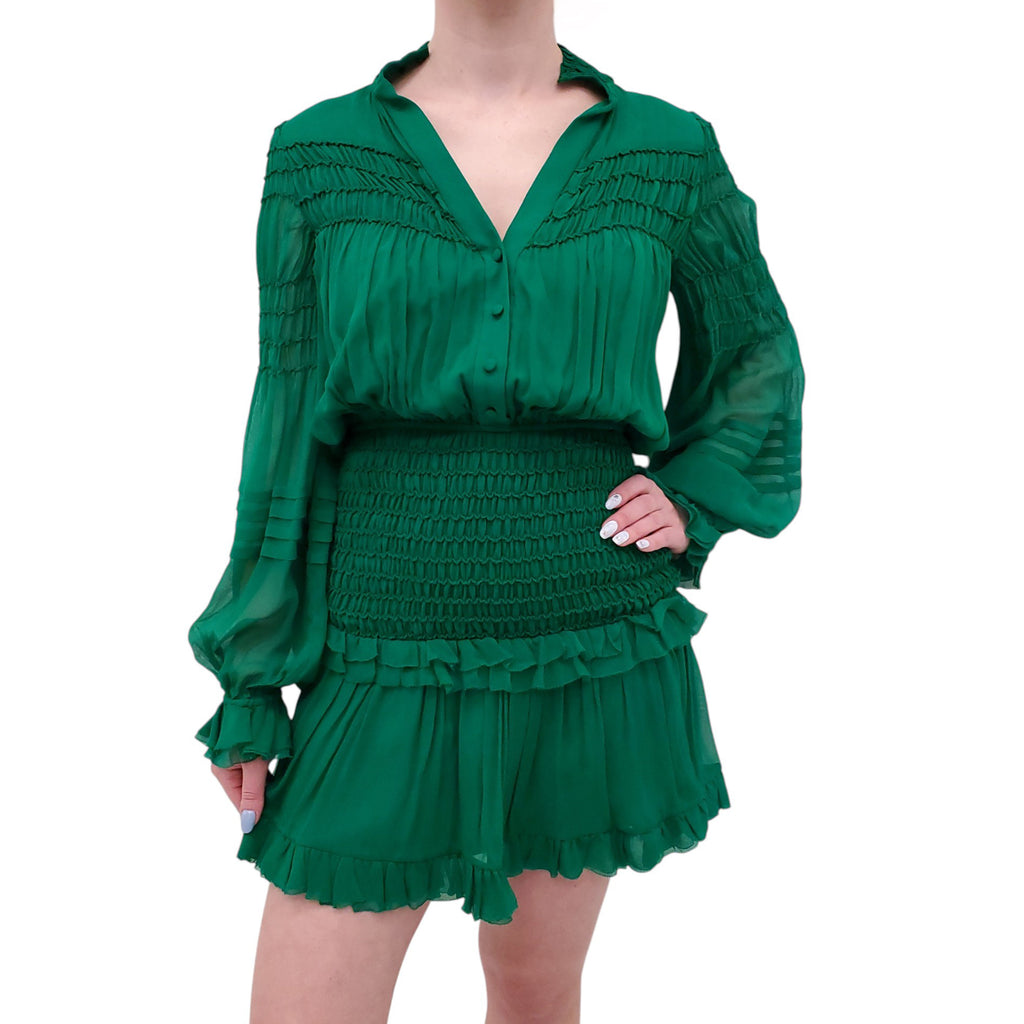 ALEXIS GREEN RUCHED DRESS - SIZE S