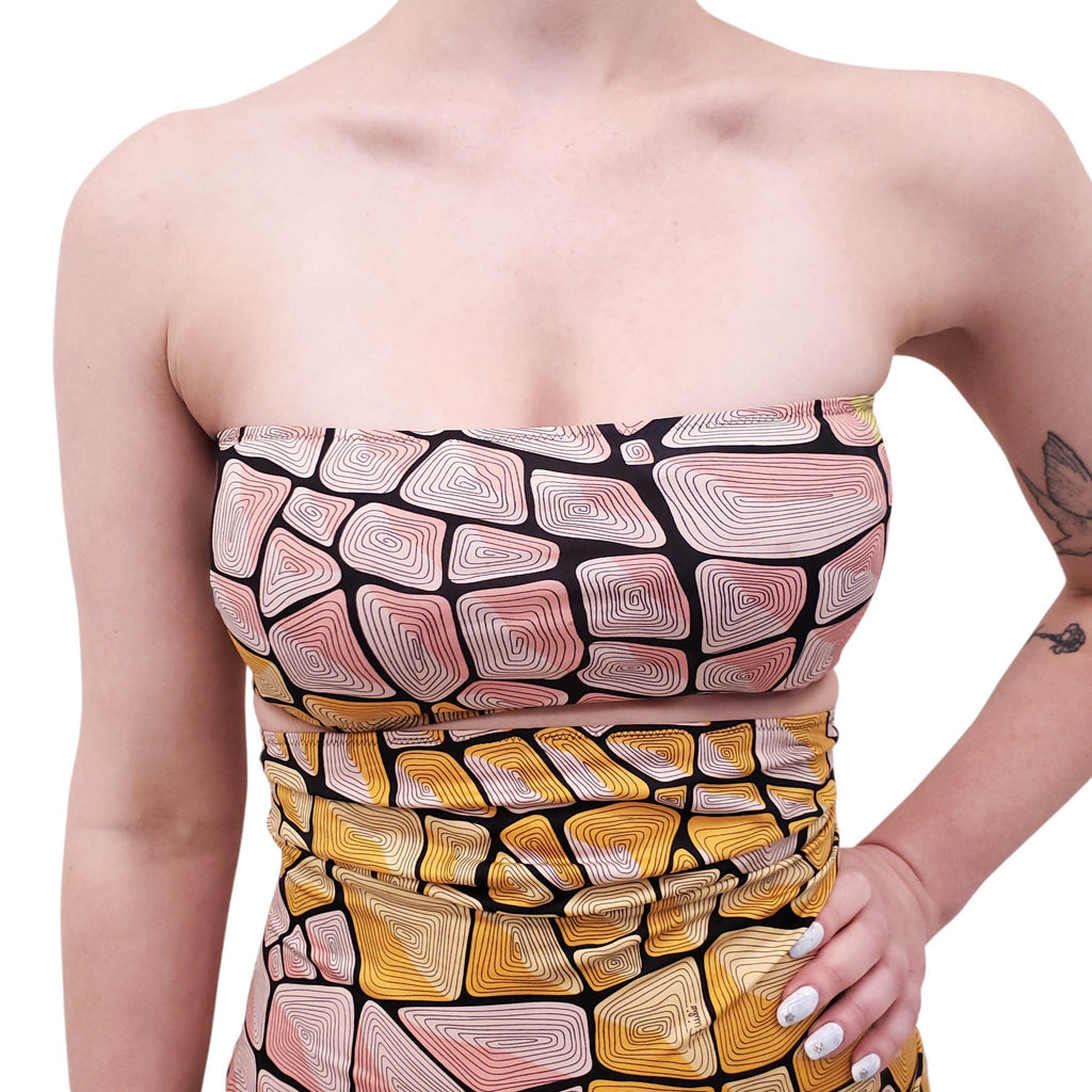 EMILIO PUCCI YELLOW AND PINK BODYCON TUBE 2-PIECE SET - SIZE 4