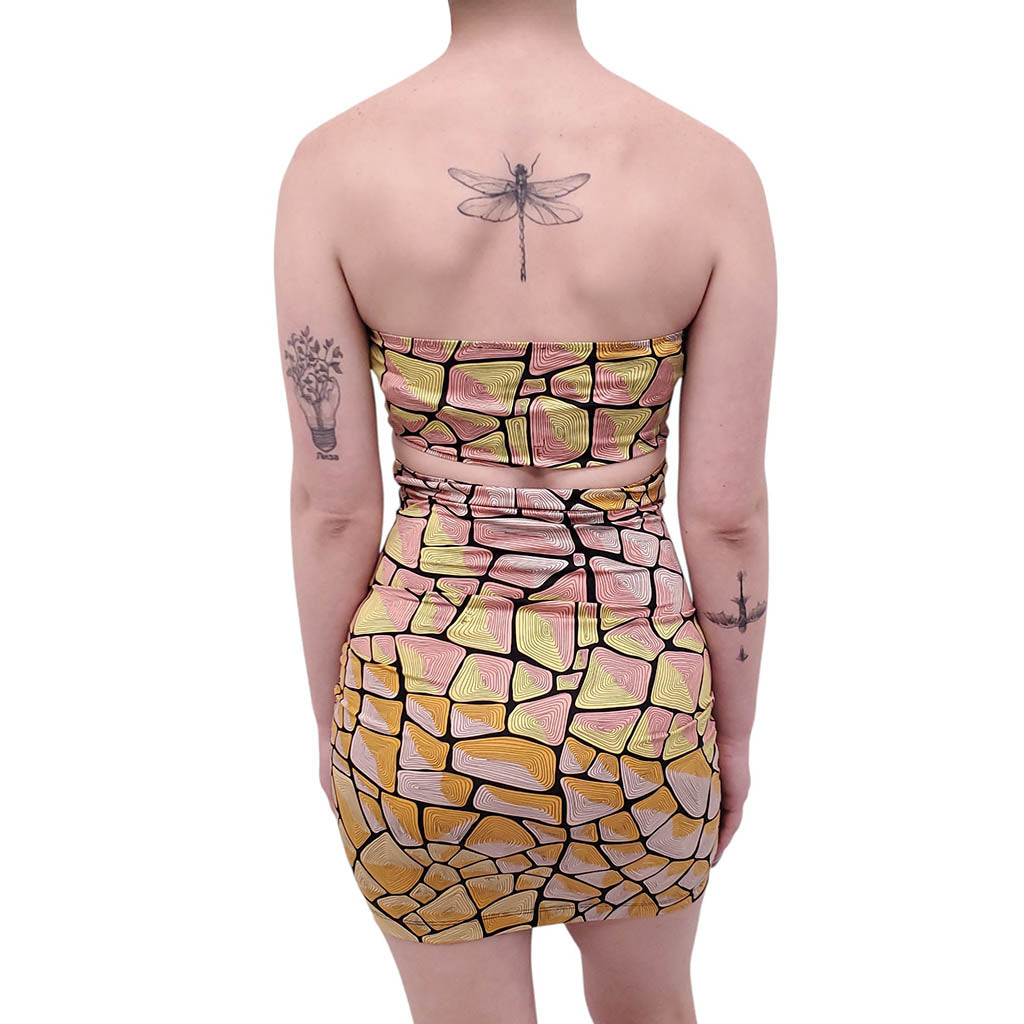 EMILIO PUCCI YELLOW AND PINK BODYCON TUBE 2-PIECE SET - SIZE 4