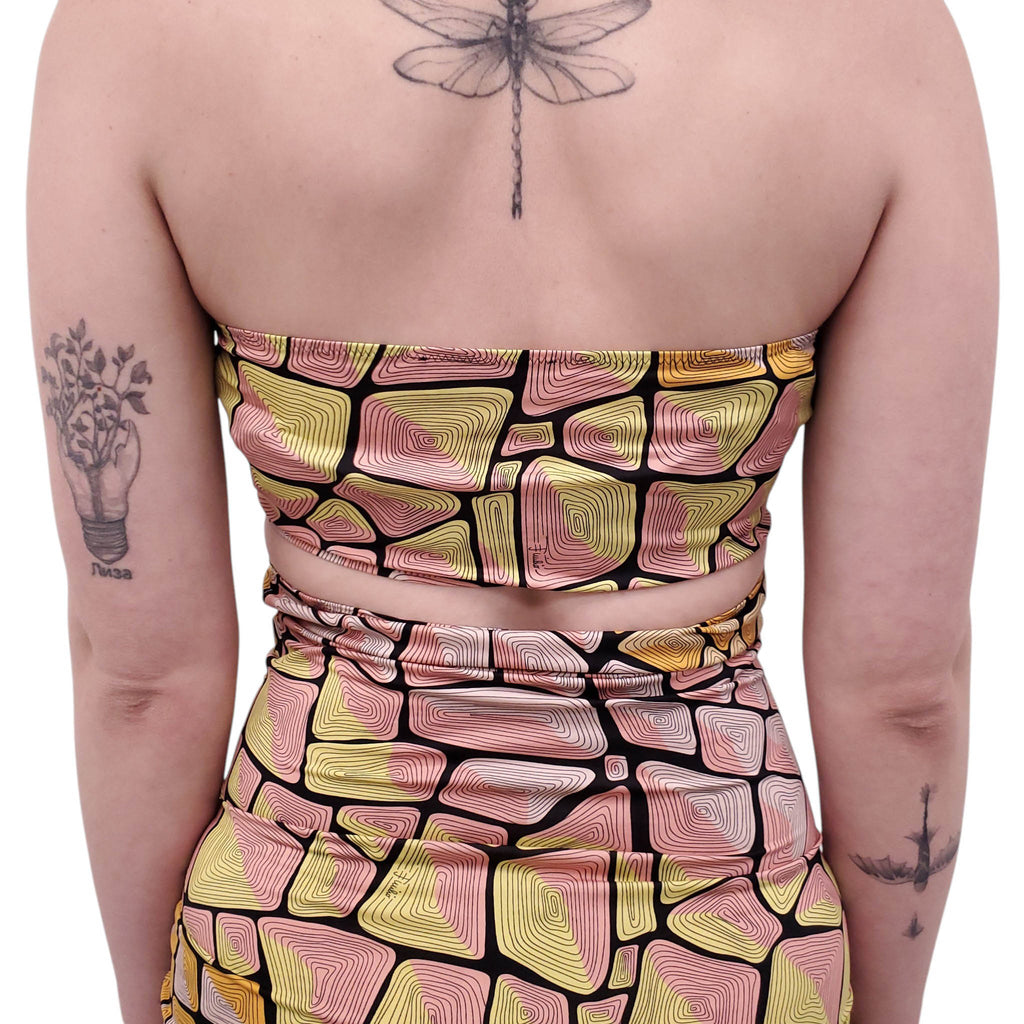 EMILIO PUCCI YELLOW AND PINK BODYCON TUBE 2-PIECE SET - SIZE 4