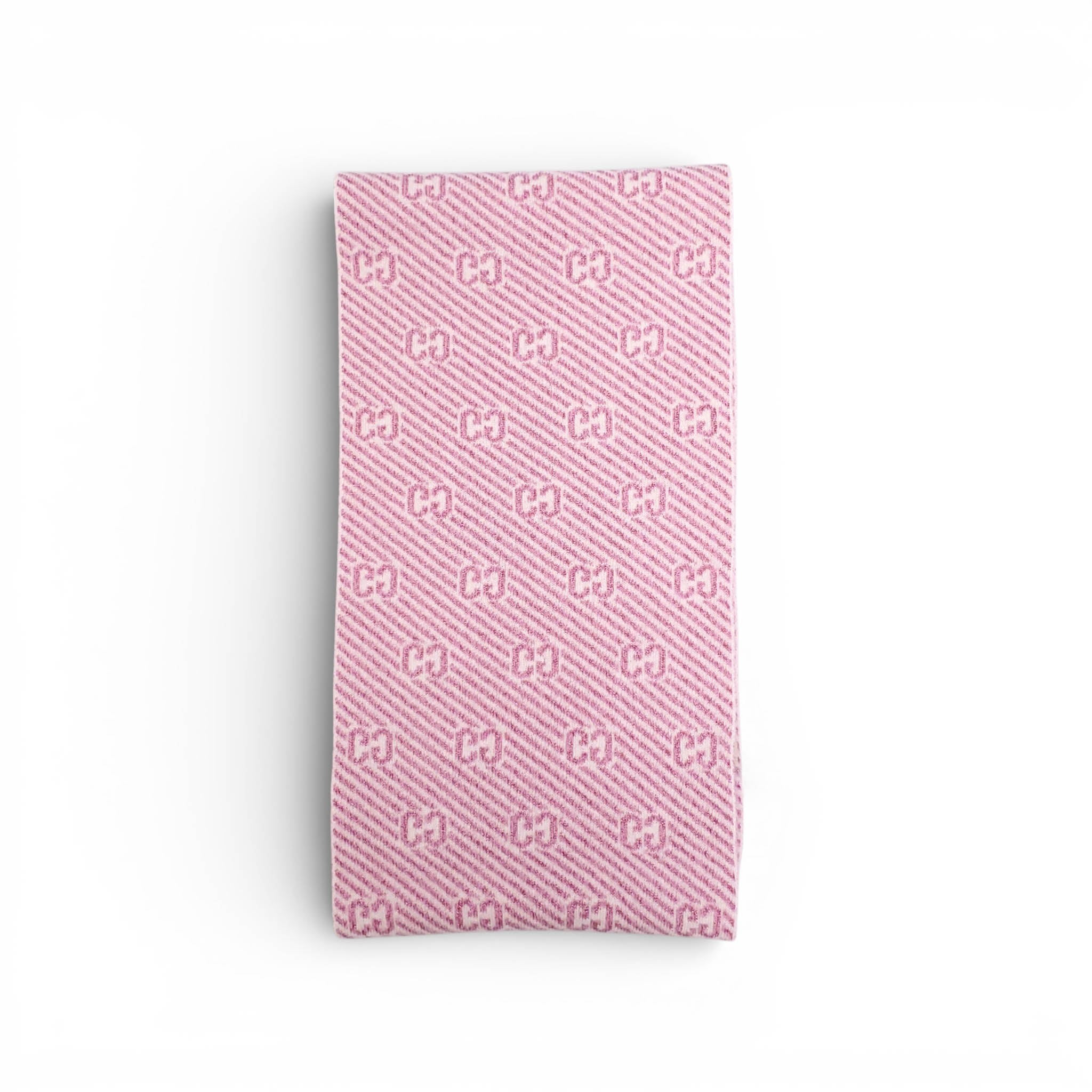 GUCCI PINK METALLIC STRIPE LOGO HAT AND SCARF - SIZE M