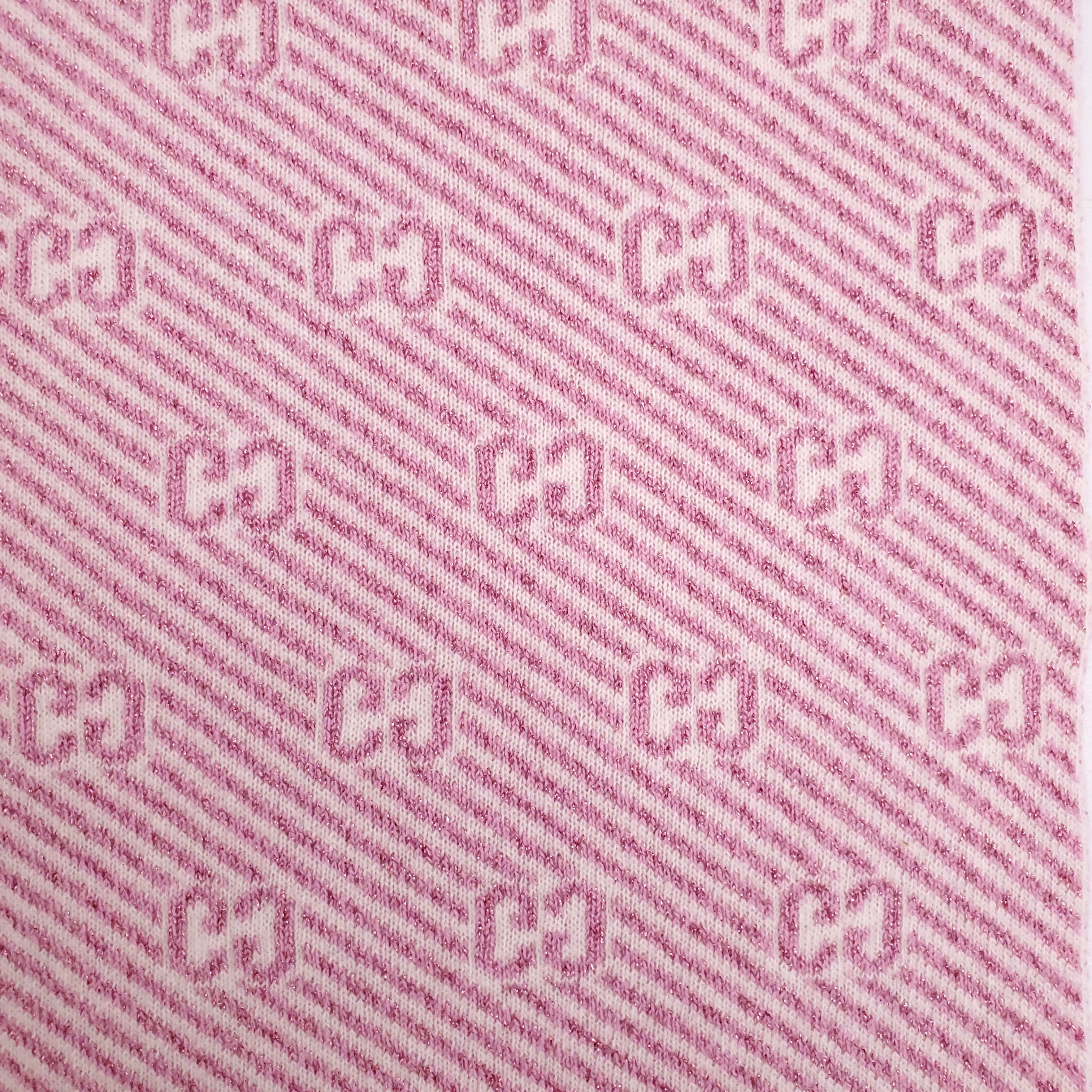 GUCCI PINK METALLIC STRIPE LOGO HAT AND SCARF - SIZE M