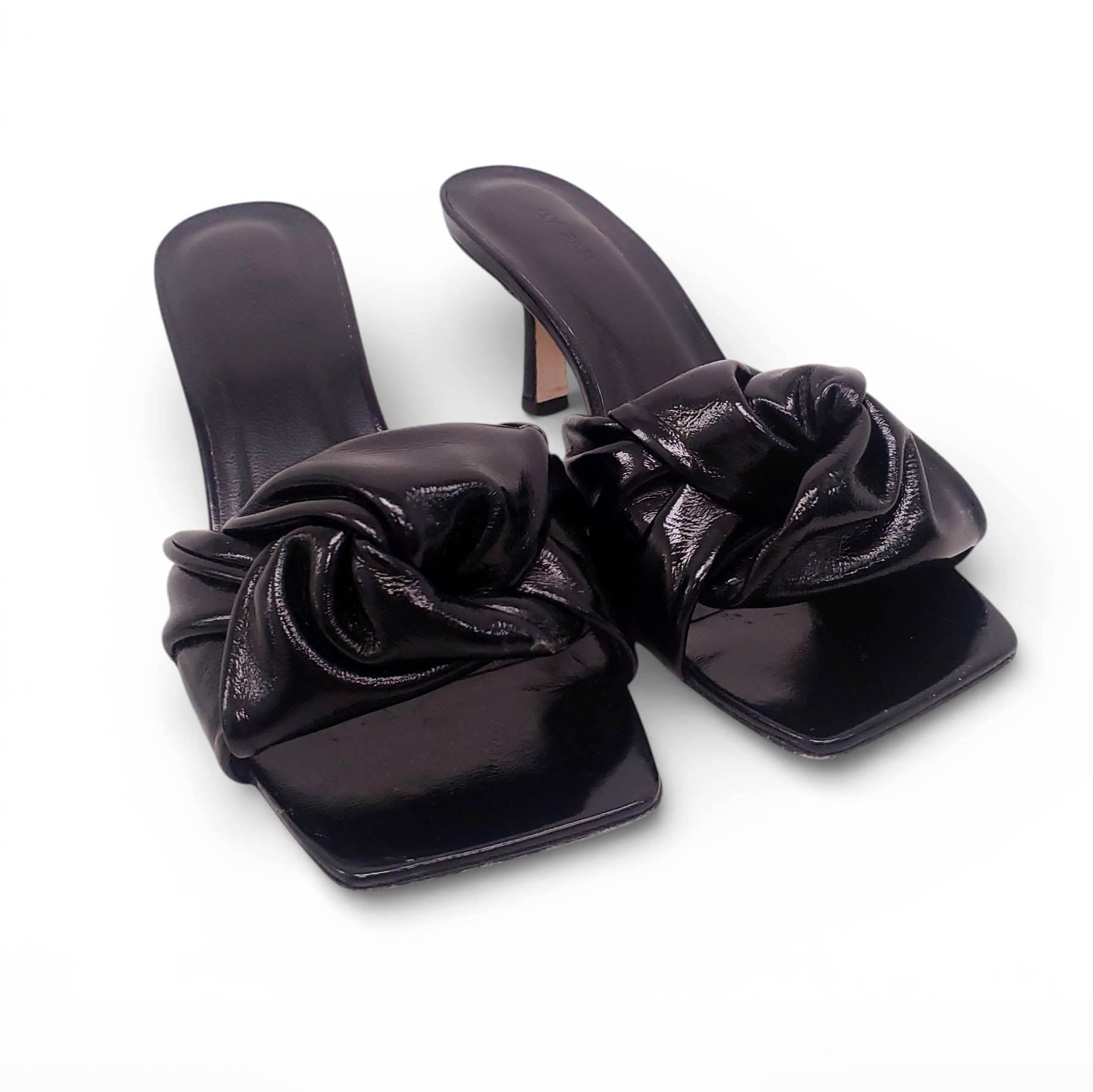 BY FAR BLACK KITTEN HEEL MULES  - SIZE 39