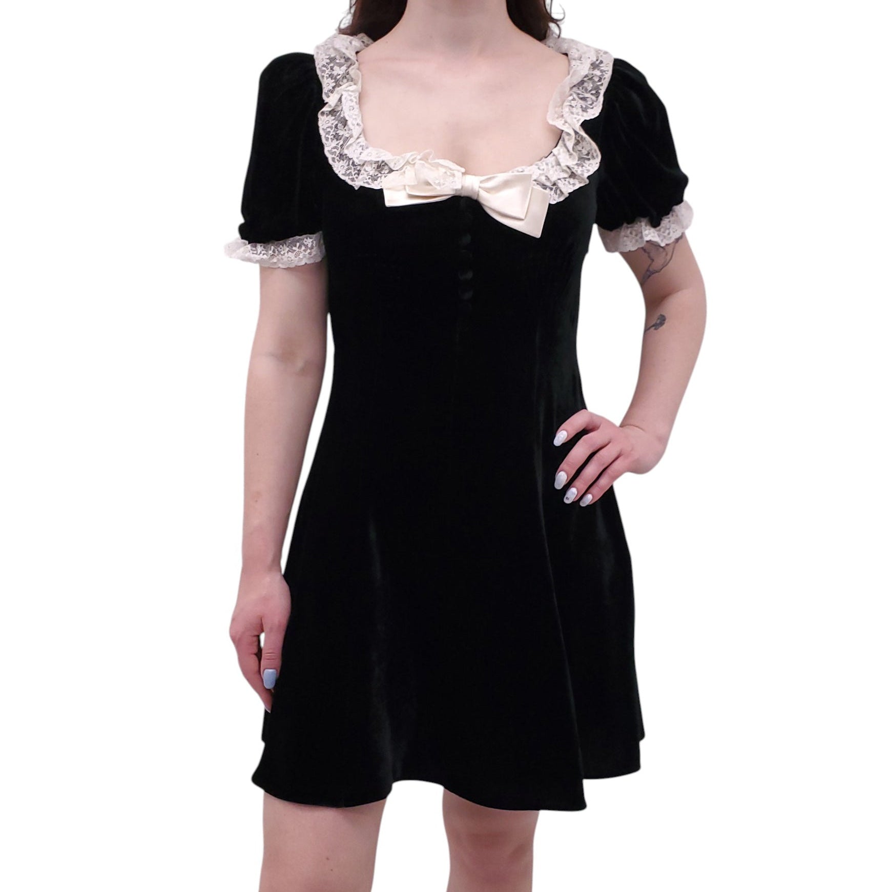 miu miu velvet mini dress Miu Miu V-neck Organza-trimmed Velvet Minidress Petite Chrie