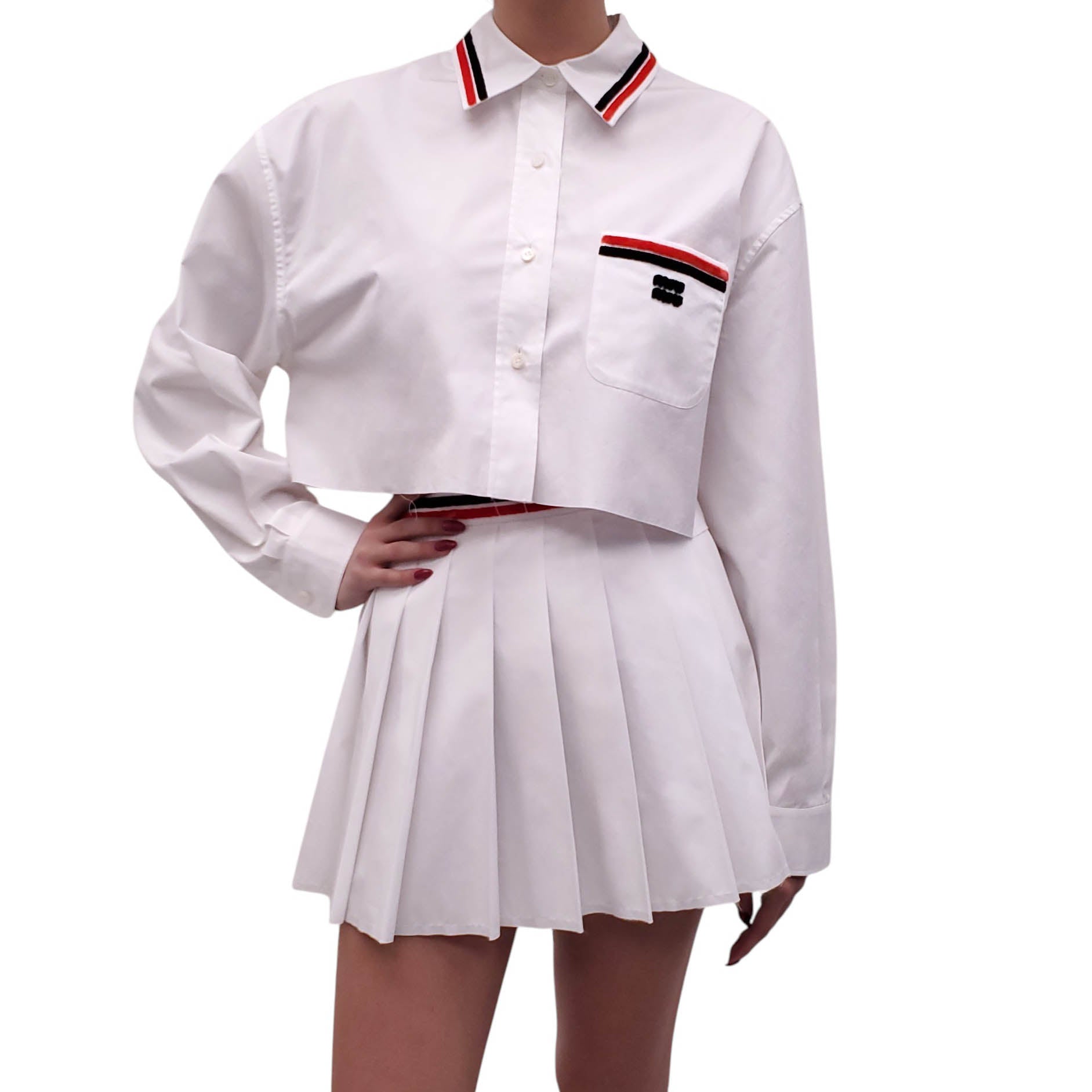 MIU MIU WHITE LOGO SKIRT SET - SIZE 40
