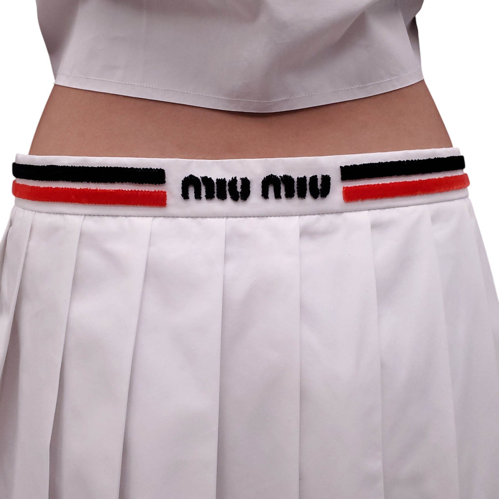 MIU MIU WHITE LOGO SKIRT SET - SIZE 40
