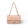 CHANEL VINTAGE CLASSIC BEIGE QUILTED CAVIAR MEDIUM DOUBLE FLAP BAG
