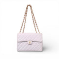 CHANEL VINTAGE CLASSIC WHITE QUILTED CAVIAR JUMBO SINGLE FLAP BAG