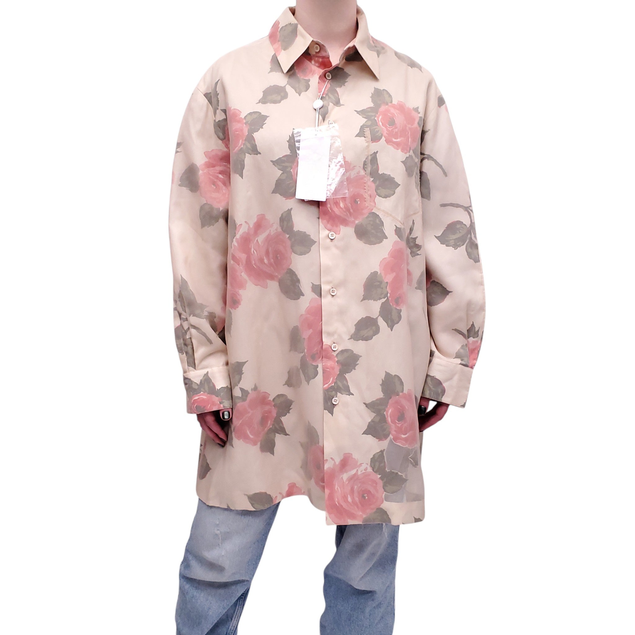 MAISON MARGIELA FLORAL ORGANZA BUTTON UP BLOUSE JACKET - SIZE 38