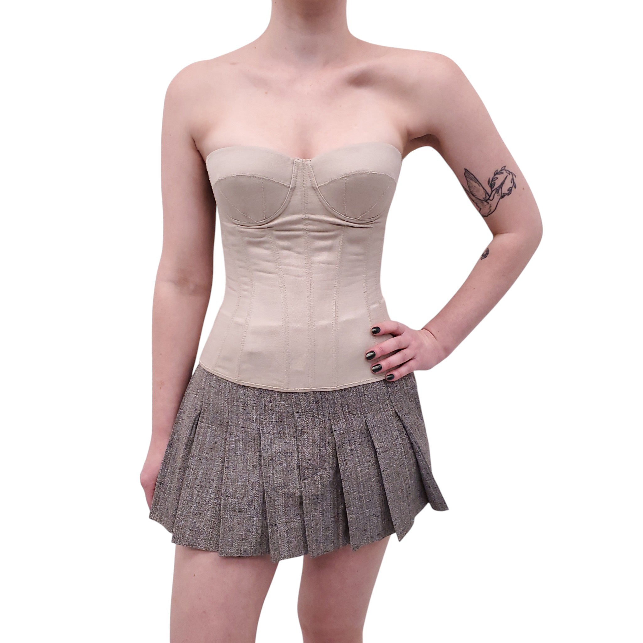 BOTTEGA VENETA KHAKI BUSTIER - SIZE 38