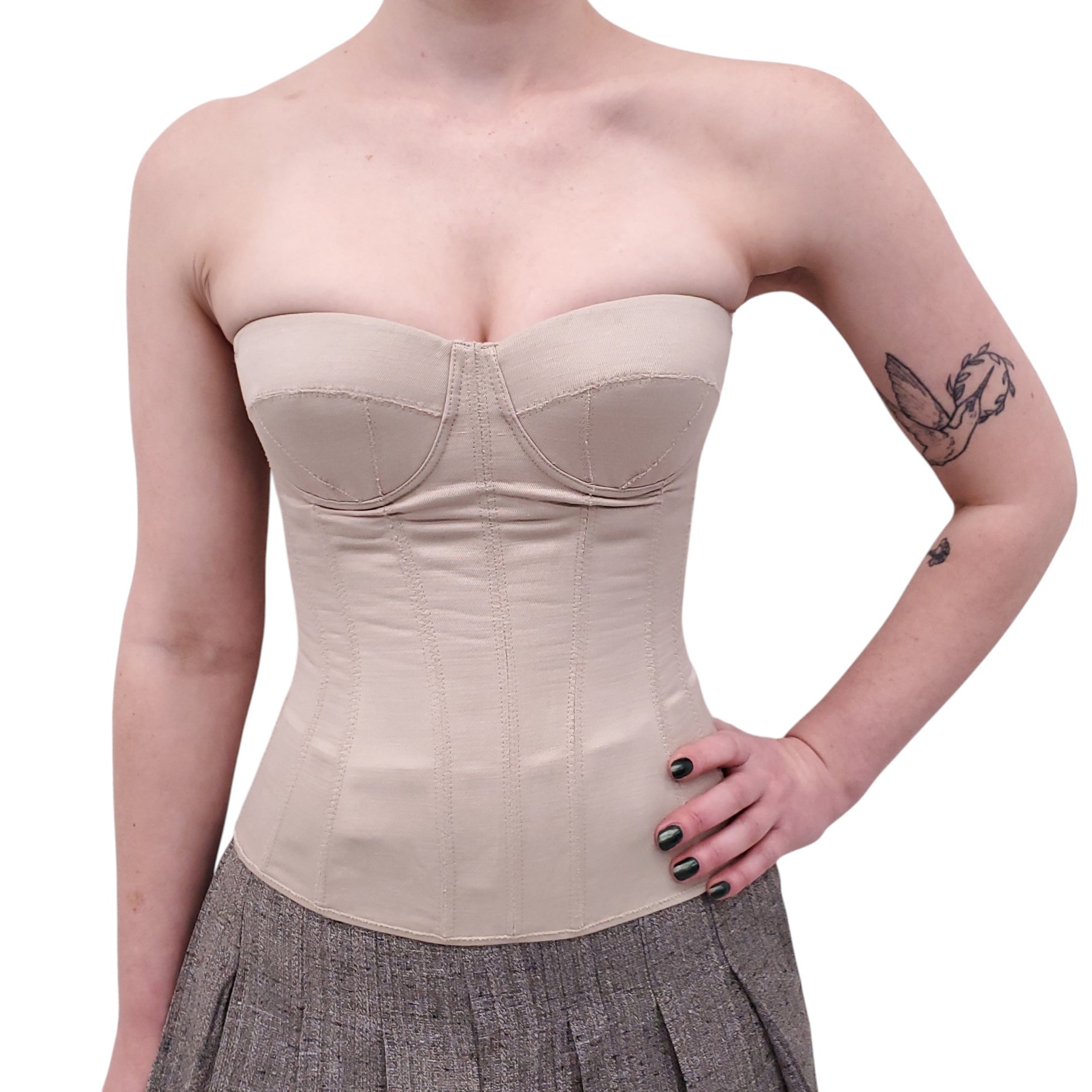 BOTTEGA VENETA KHAKI BUSTIER - SIZE 38