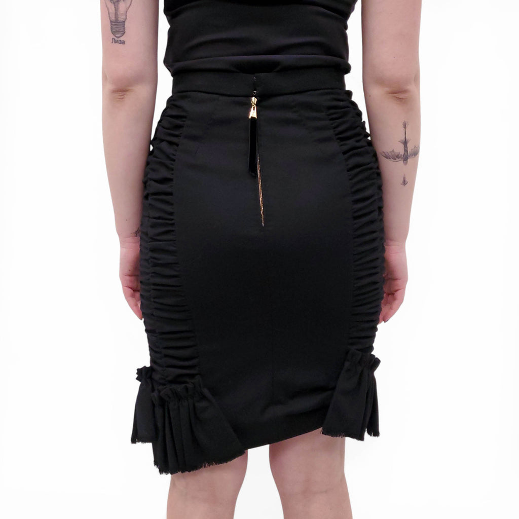 LOUIS VUITTON BLACK RUCHED SKIRT - SIZE 36
