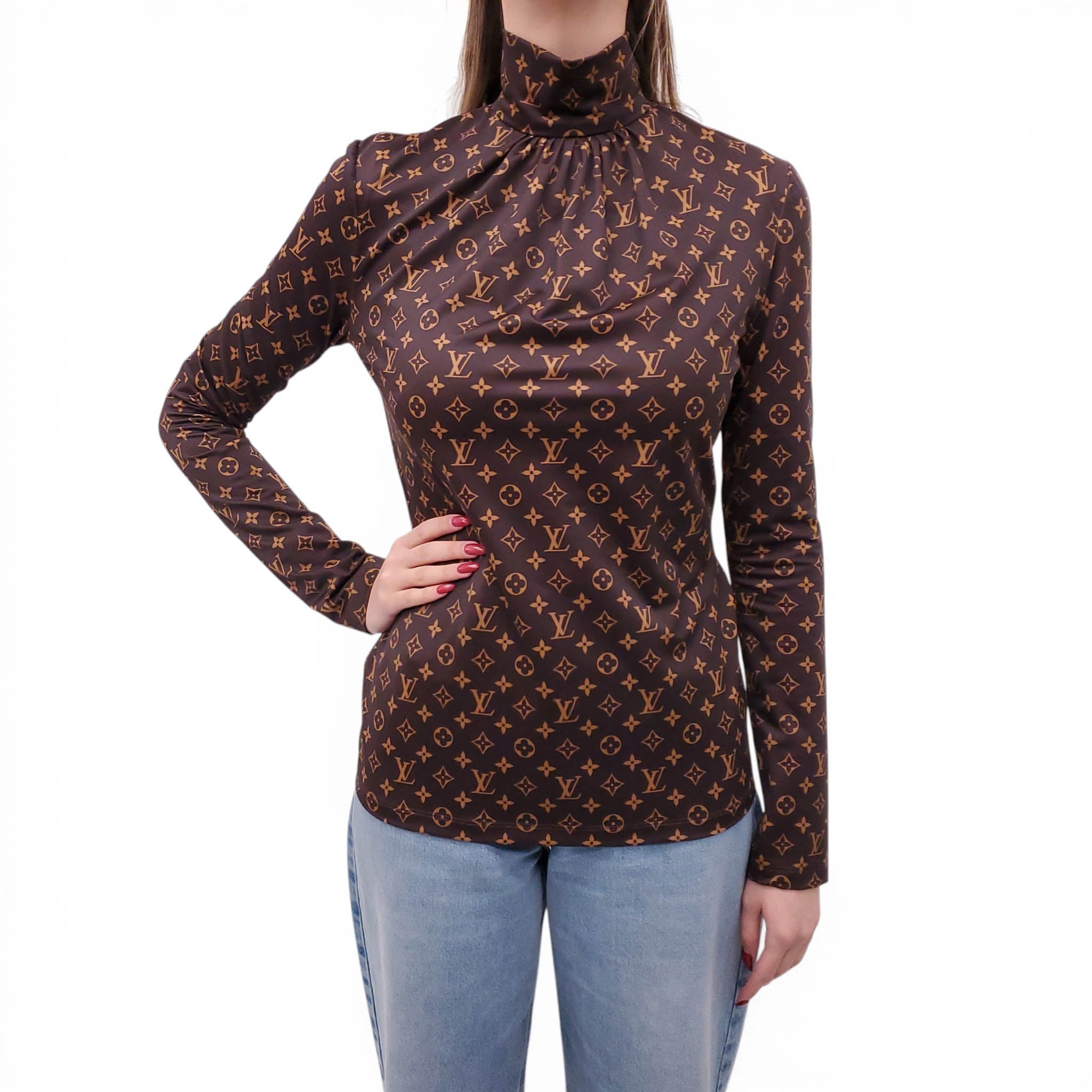 LOUIS VUITTON LOGO STRETCH TOP WITH ZIPPER - SIZE M