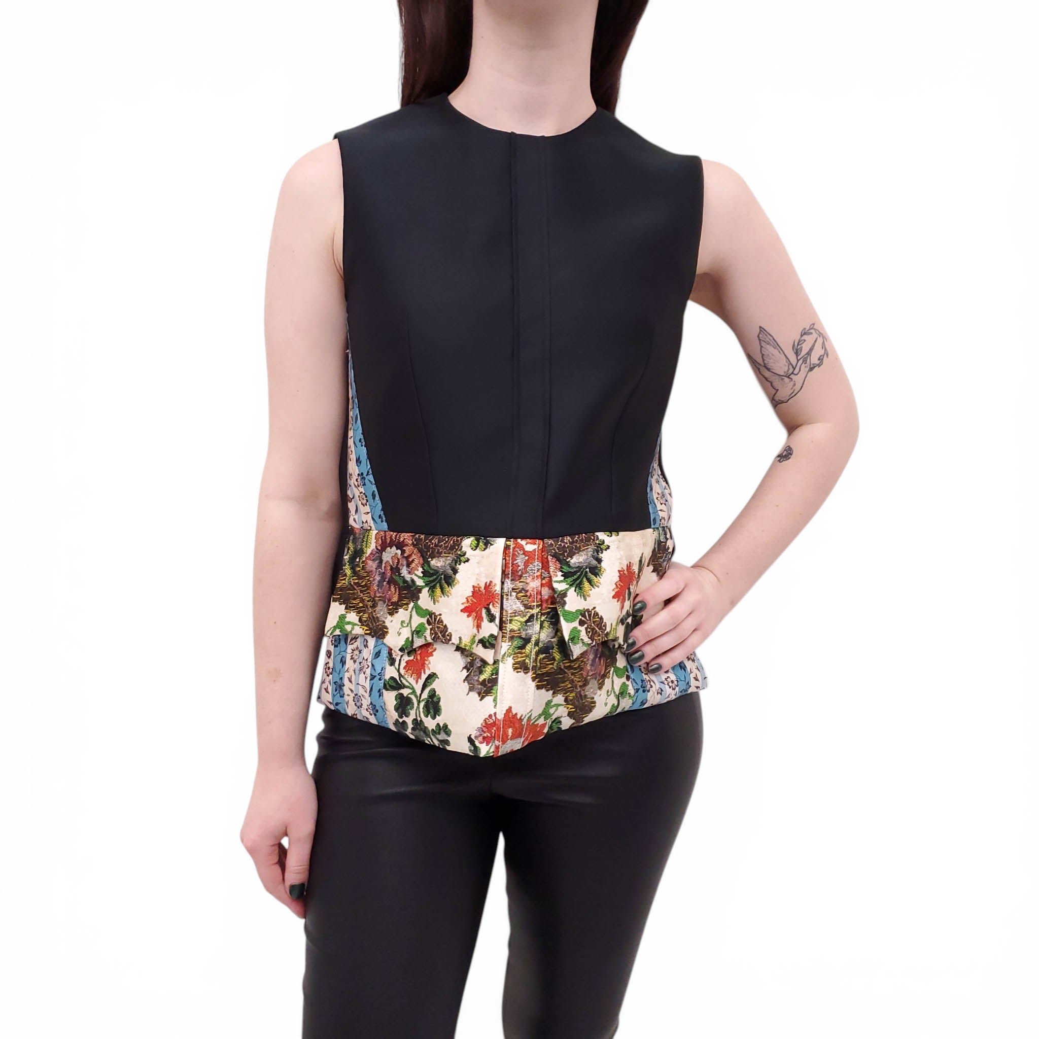 LOUIS VUITTON RUNWAY PATTERNED PEPLUM TOP - SIZE 38