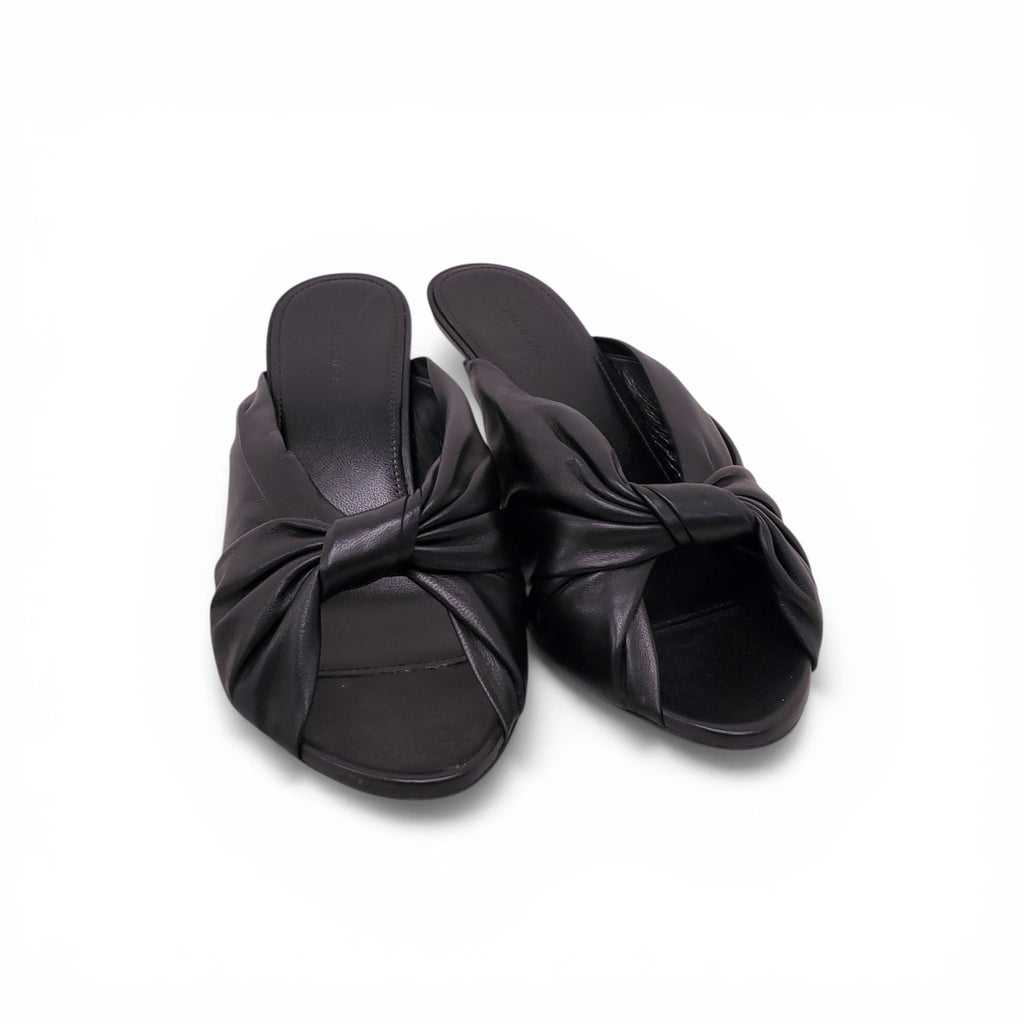 BALENCIAGA BLACK 'DRAPY' BRAIDED MULES - SIZE 36